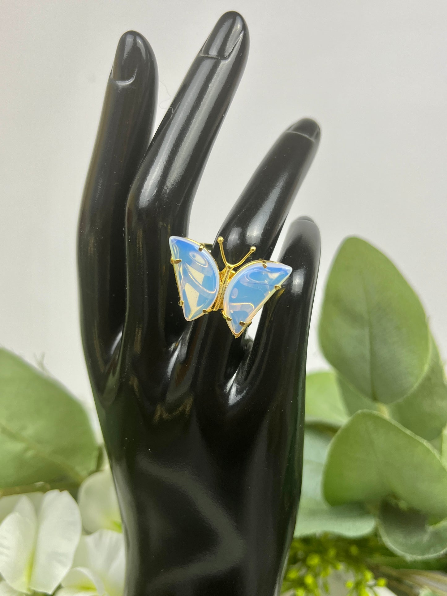 Silver Butterfly Quartz Rings