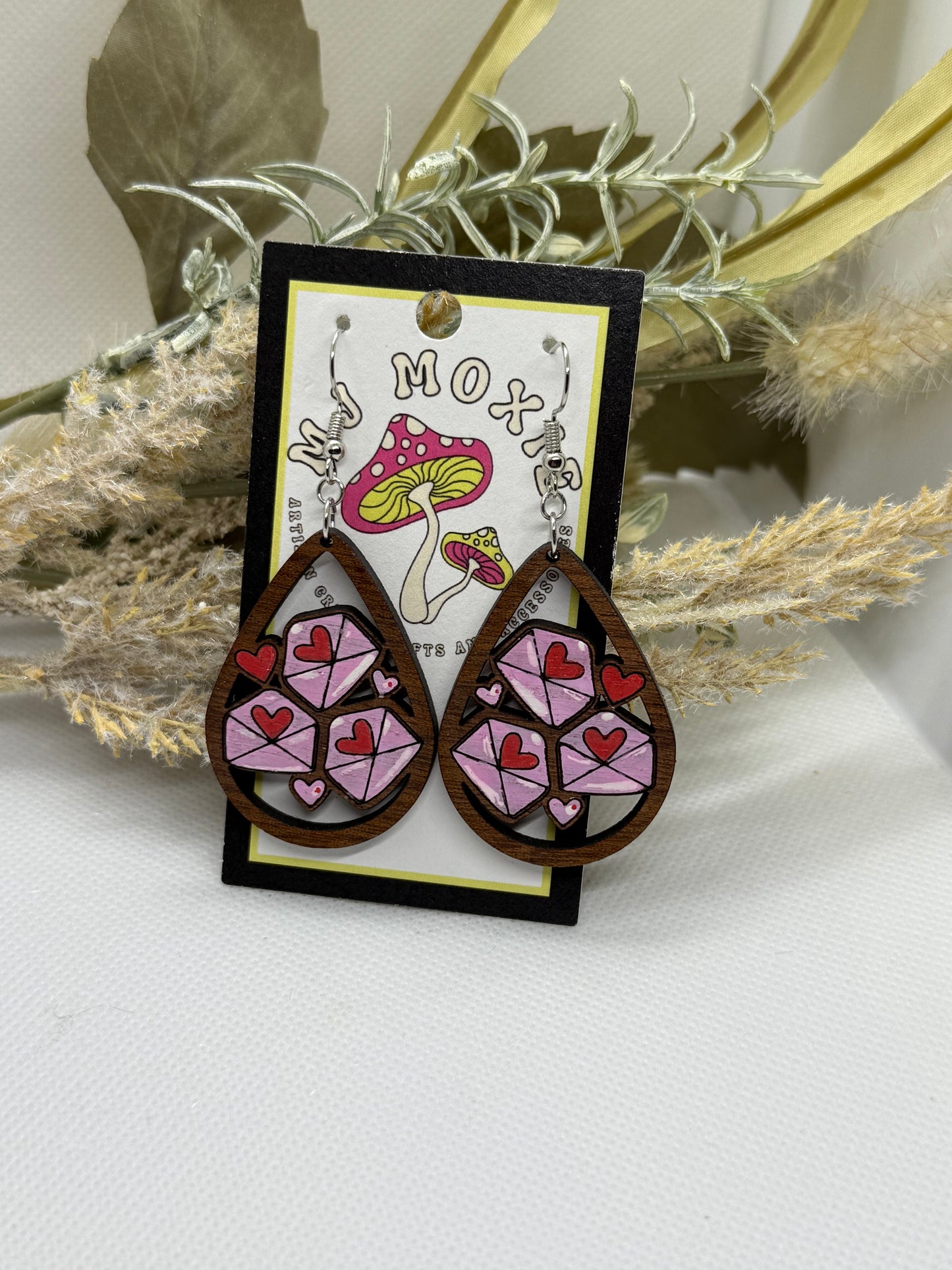 Painted Wooden Dangle Earrings