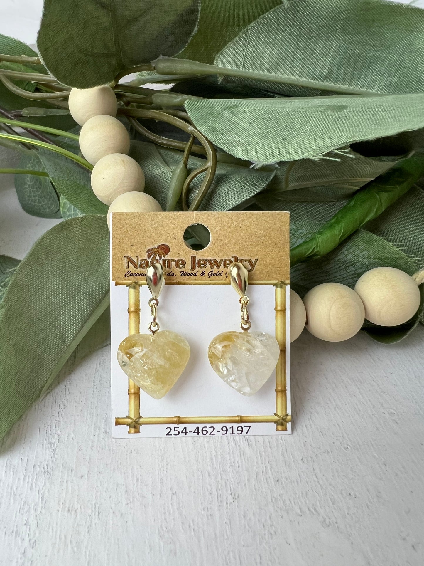 Heart & Moon Quartz Earrings