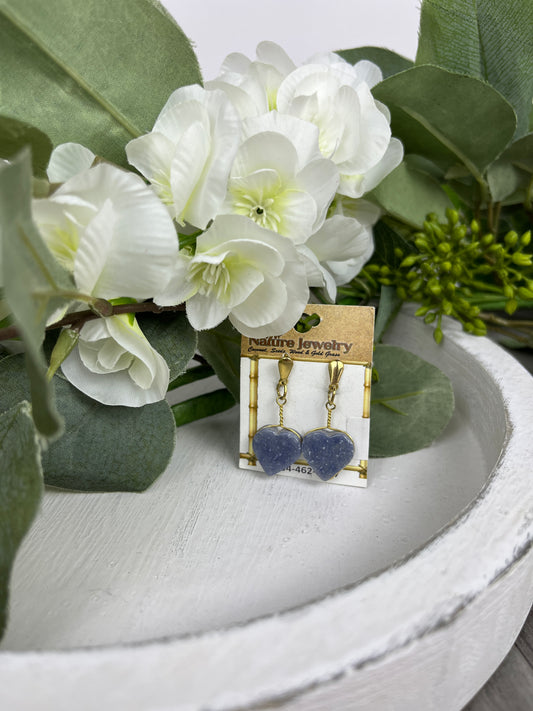 Heart & Moon Quartz Earrings