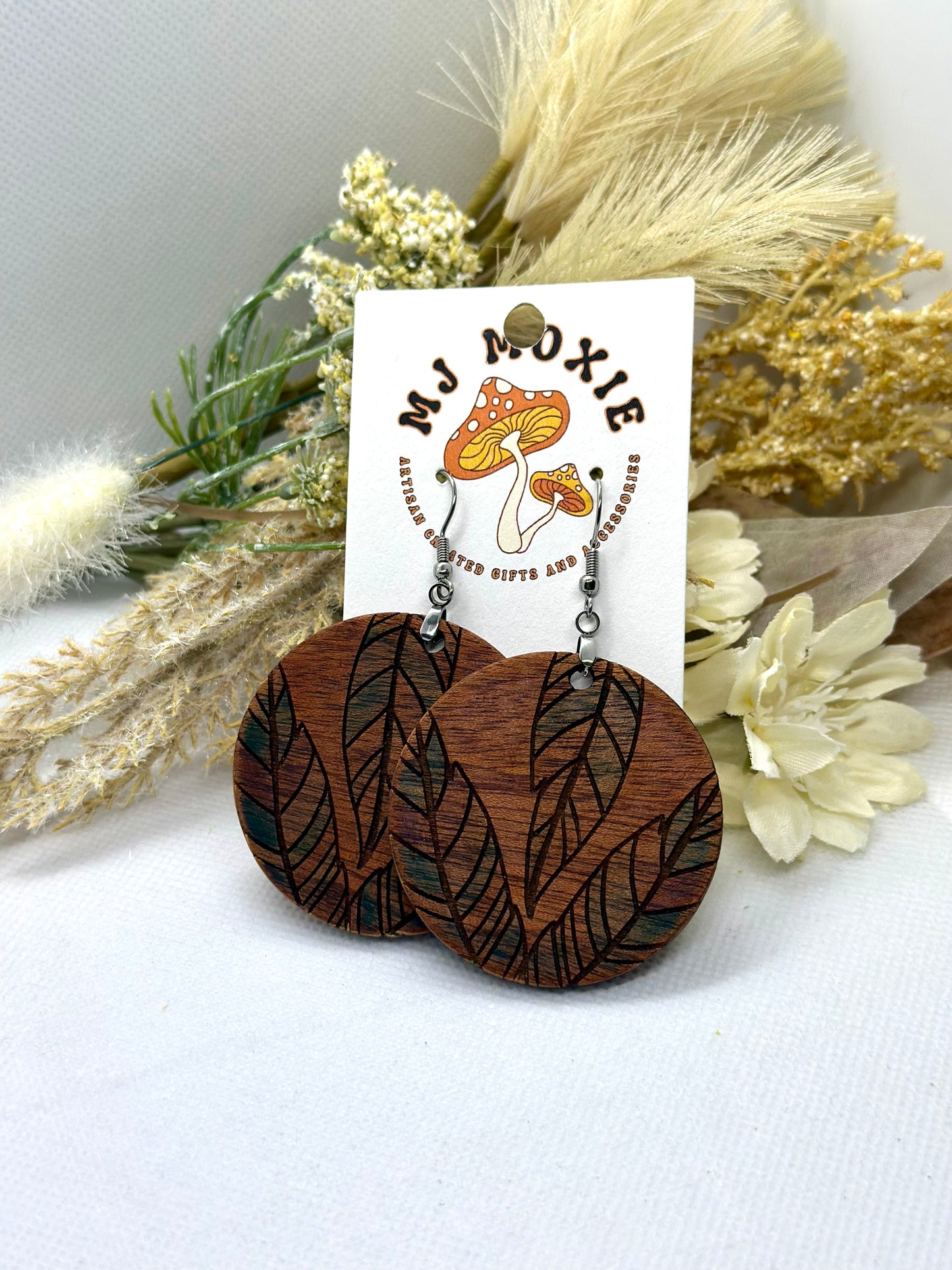 Painted Wooden Dangle Earrings