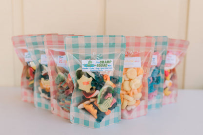 The Swamp Mix– Frogs, Gators, Turtles & Blue “Water” gummies