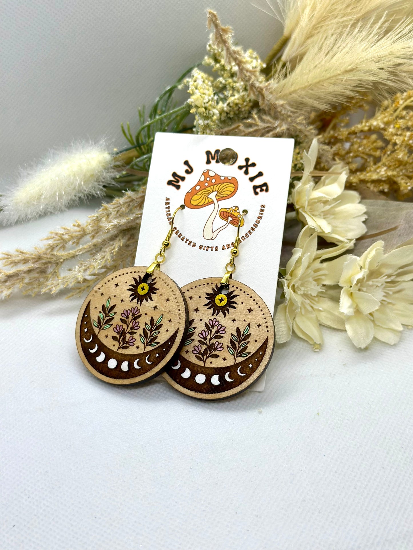 Painted Wooden Dangle Earrings