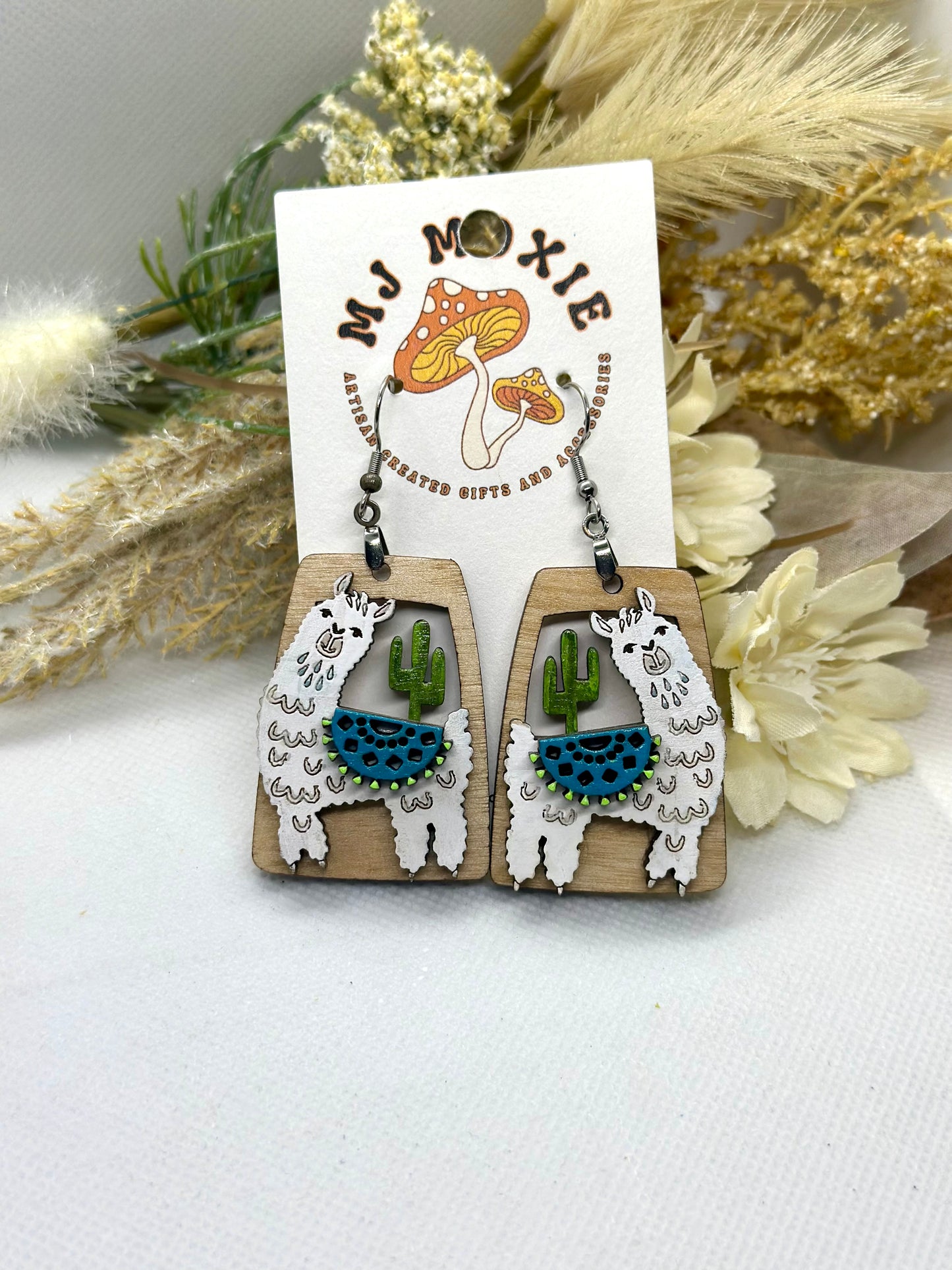 Painted Wooden Dangle Earrings