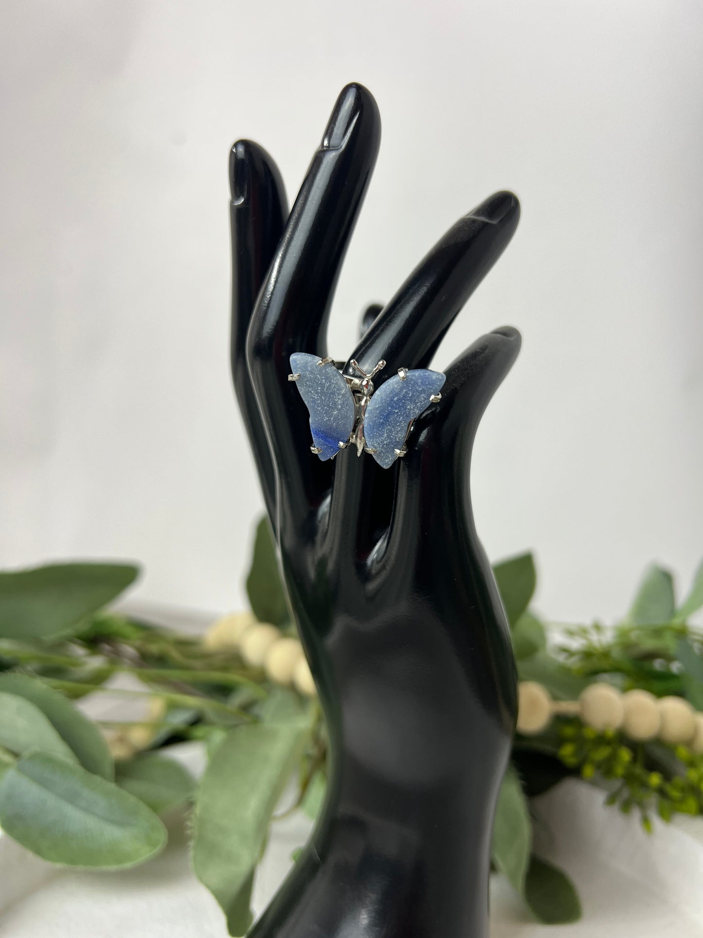 Silver Butterfly Quartz Rings