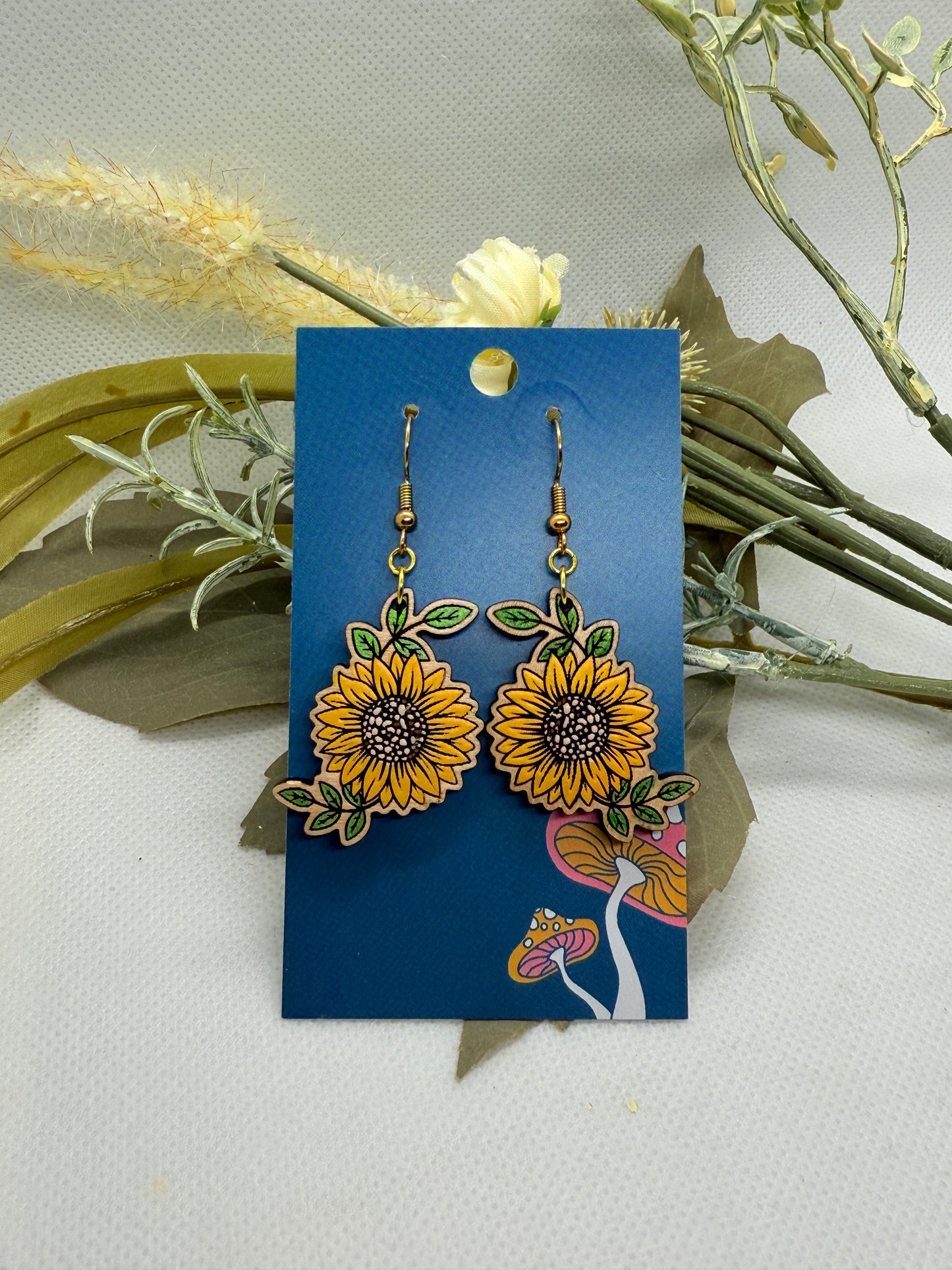Painted Wooden Dangle Earrings