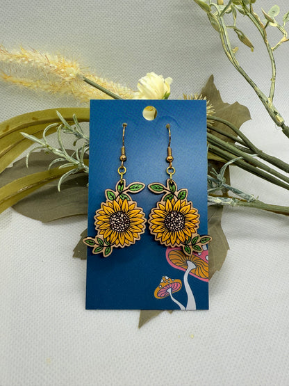 Painted Wooden Dangle Earrings