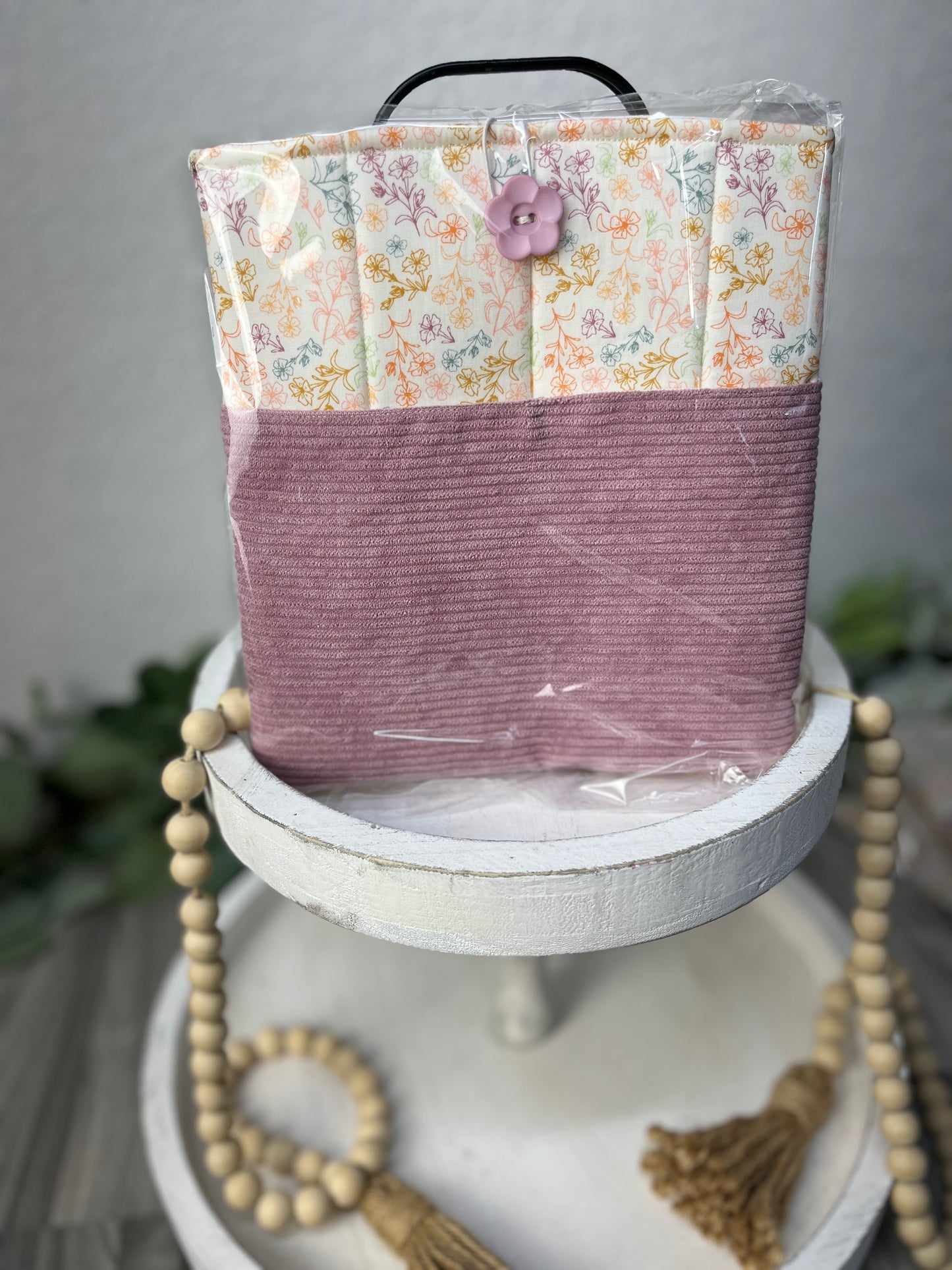 Corduroy floral button book sleeve