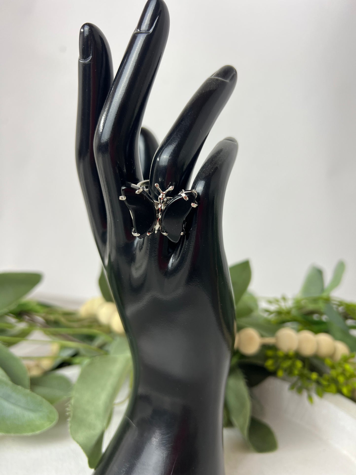 Silver Butterfly Quartz Rings