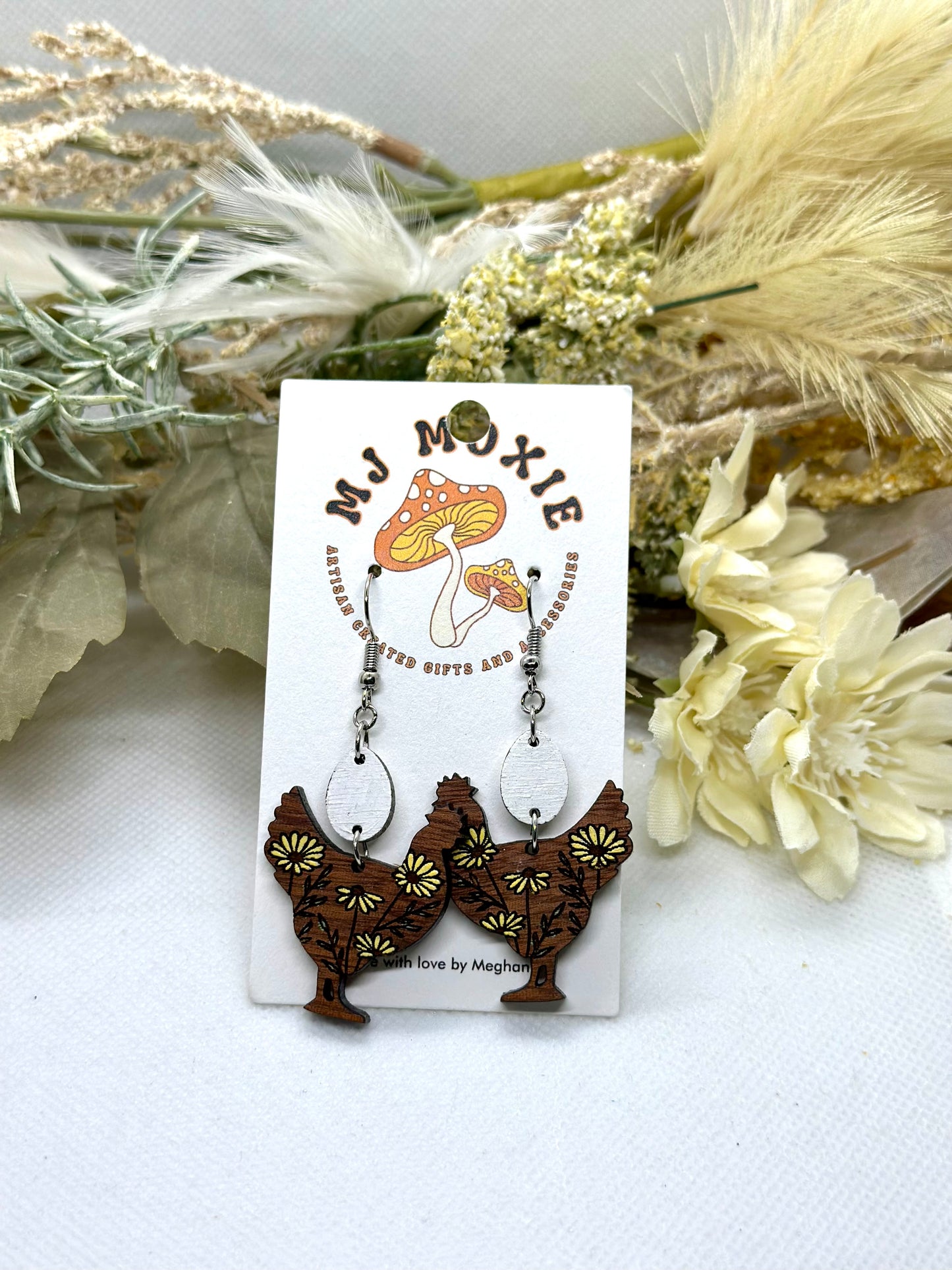 Painted Wooden Dangle Earrings