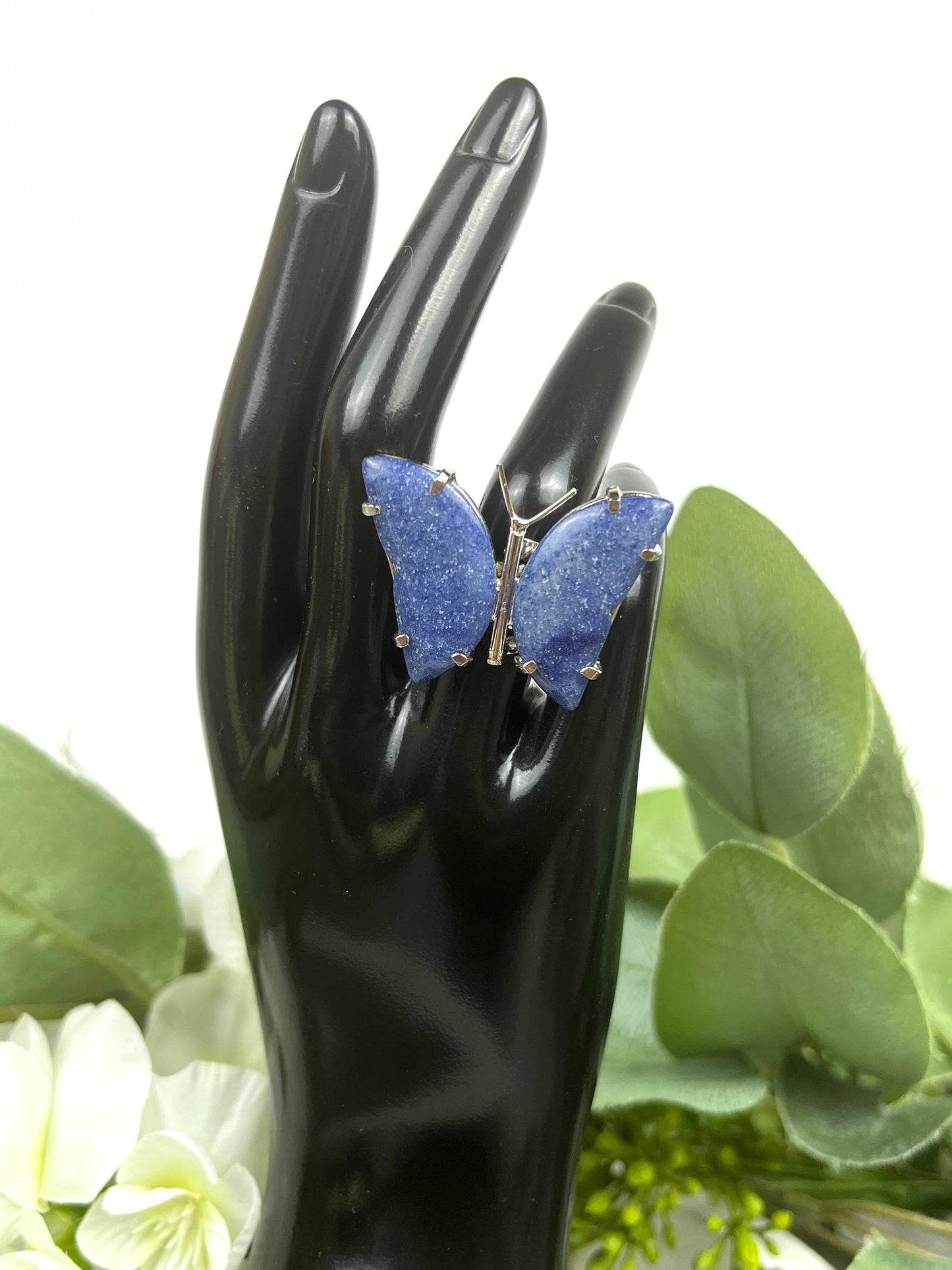 Silver Butterfly Quartz Rings