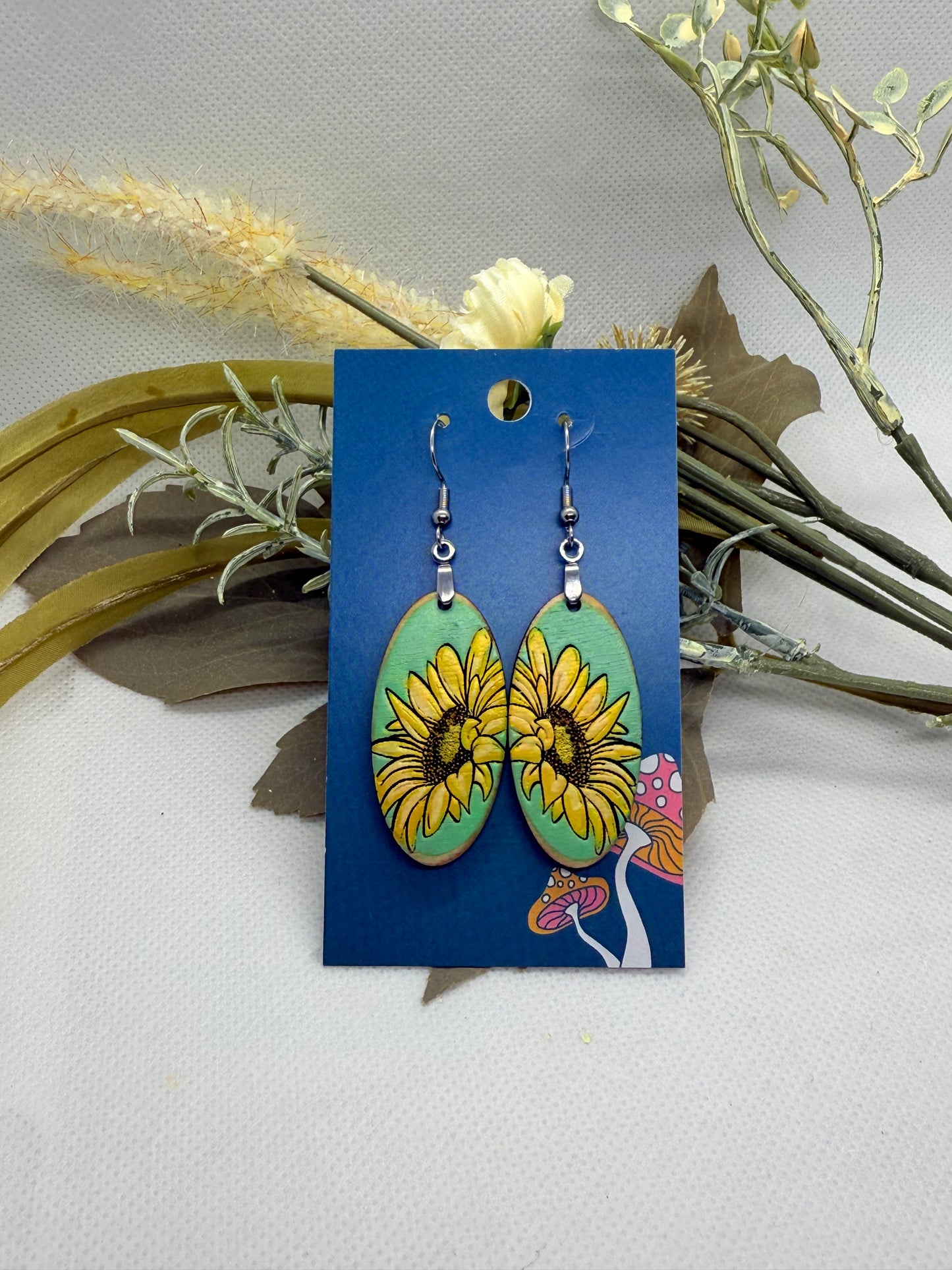 Painted Wooden Dangle Earrings