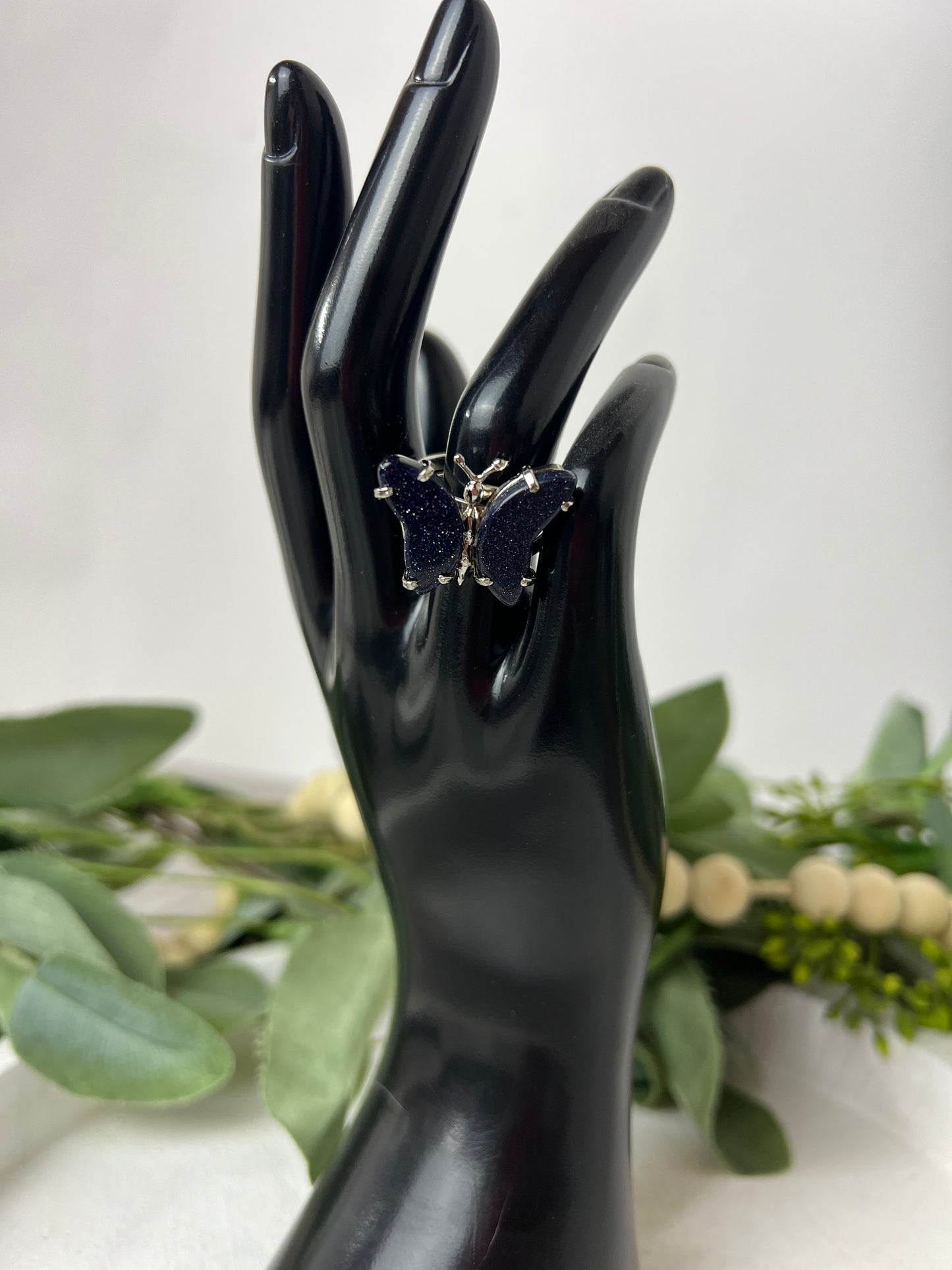 Silver Butterfly Quartz Rings