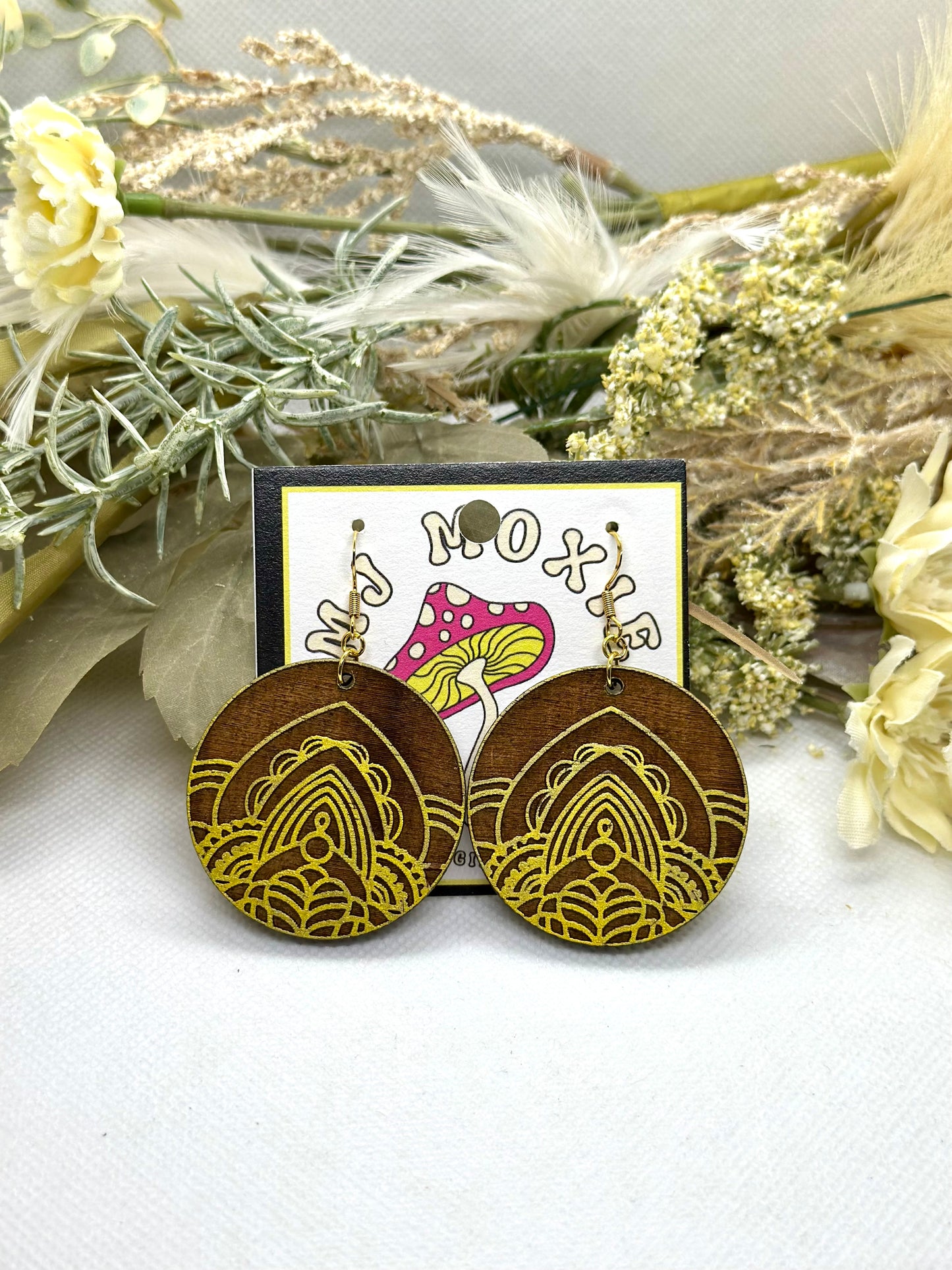 Painted Wooden Dangle Earrings