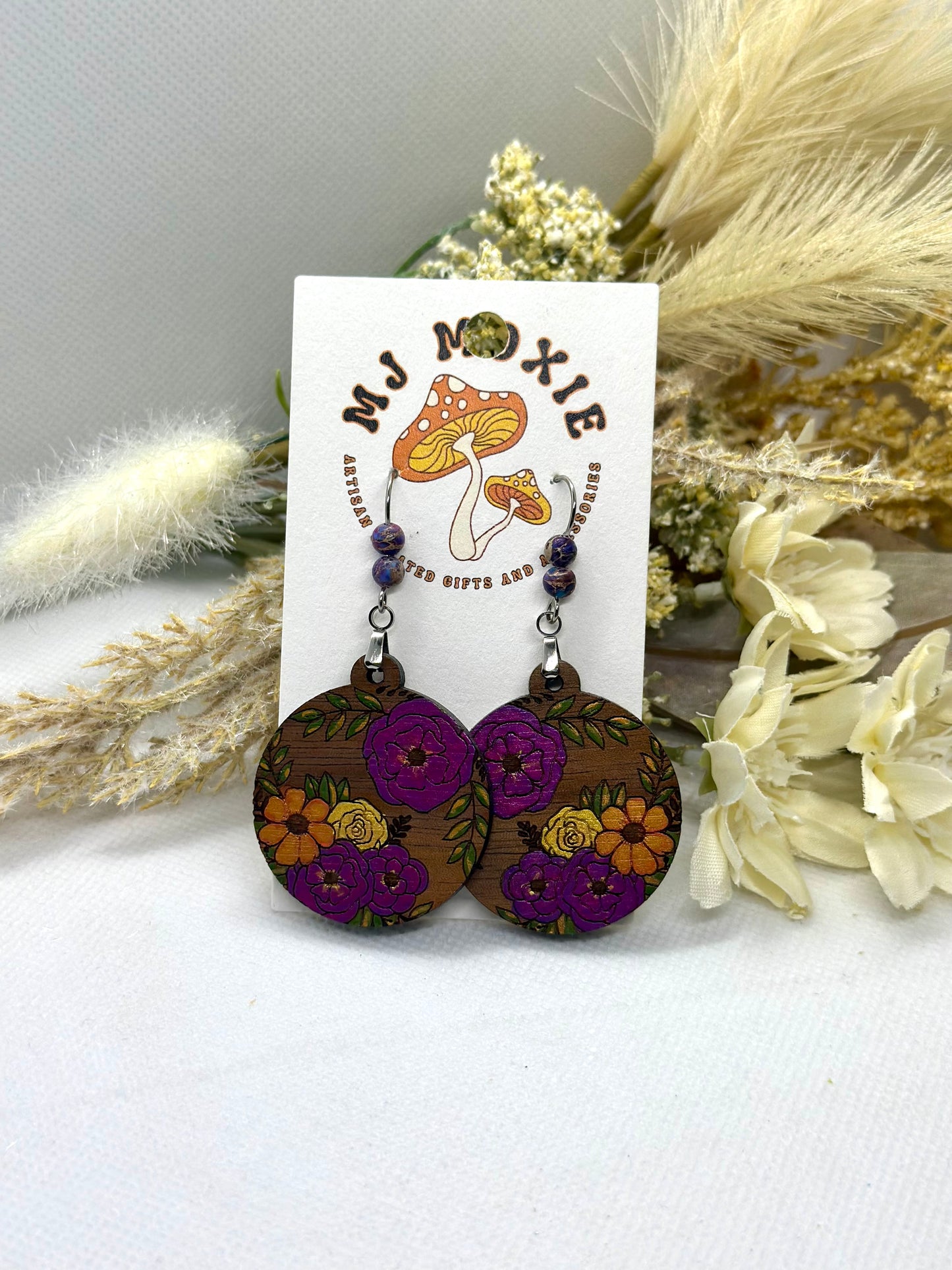 Painted Wooden Dangle Earrings