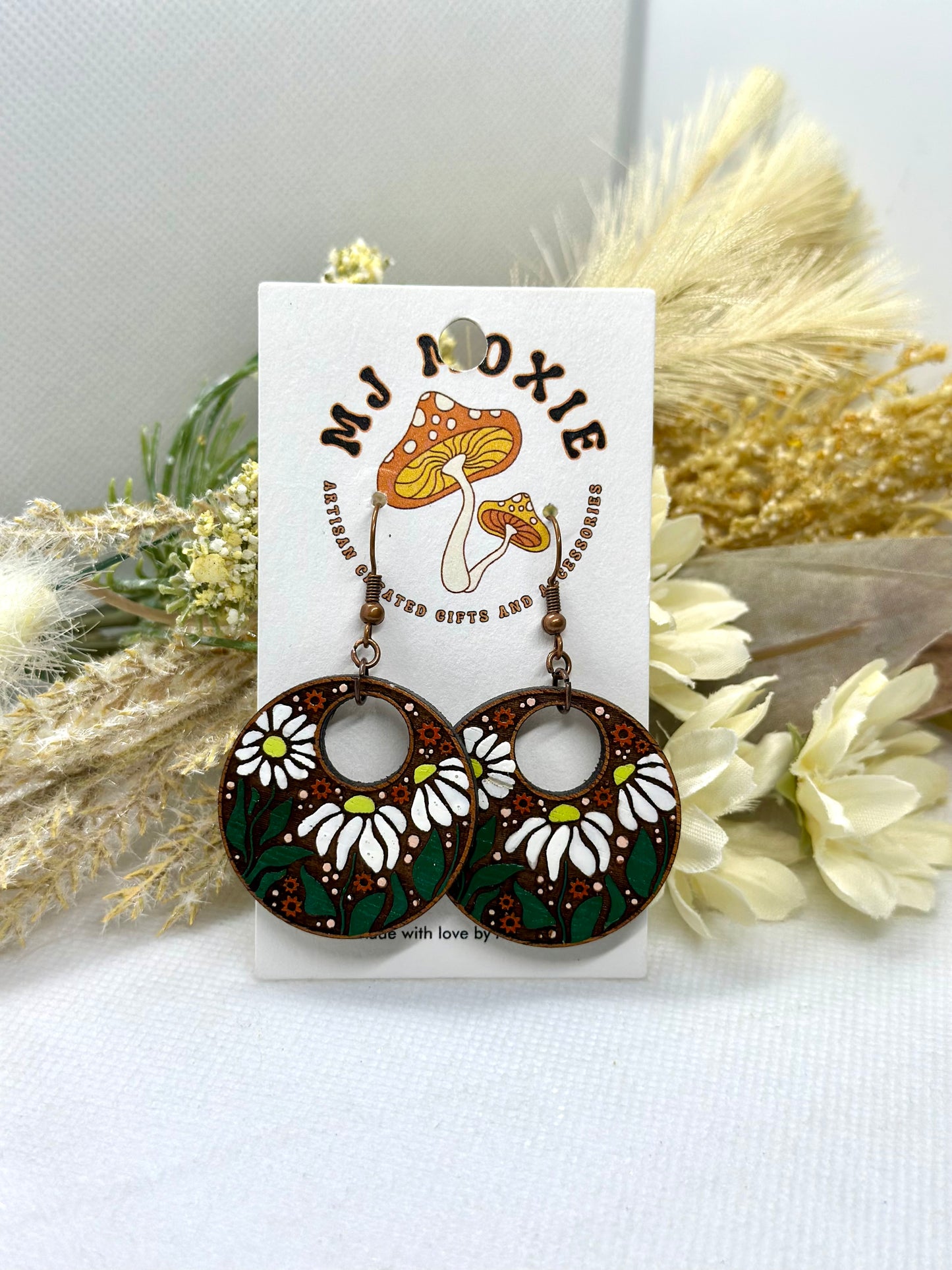 Painted Wooden Dangle Earrings