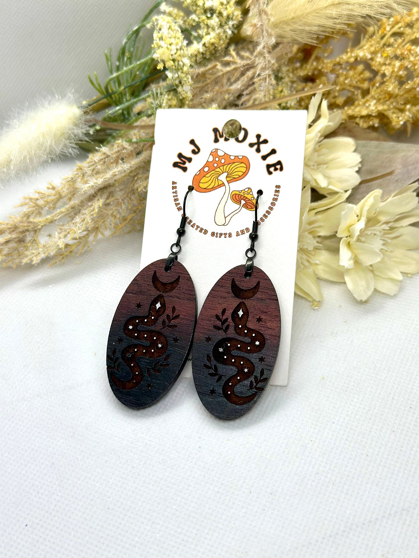 Painted Wooden Dangle Earrings