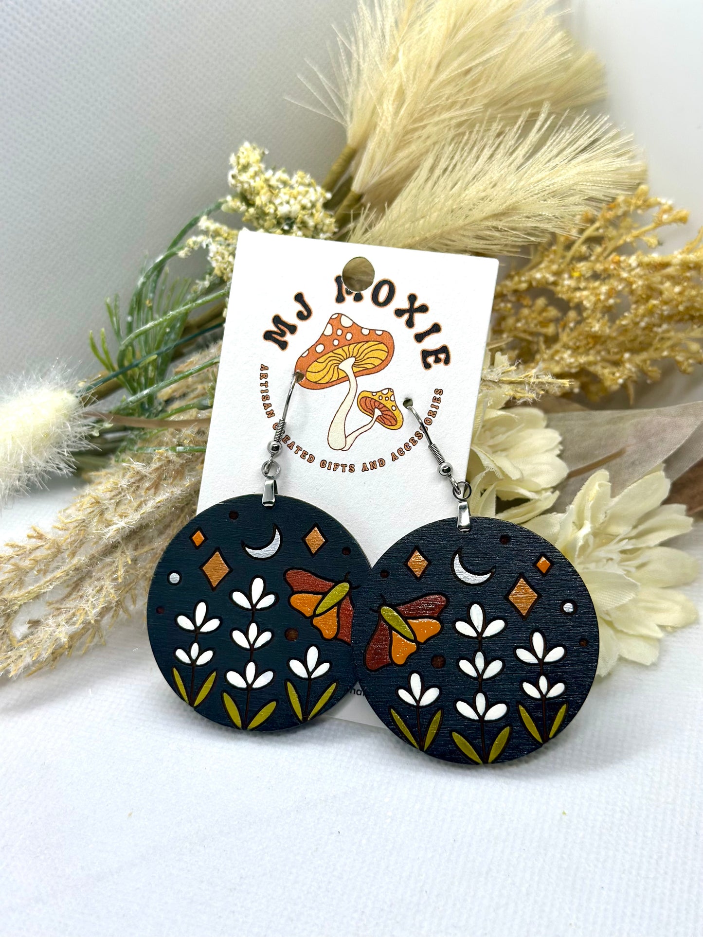 Painted Wooden Dangle Earrings