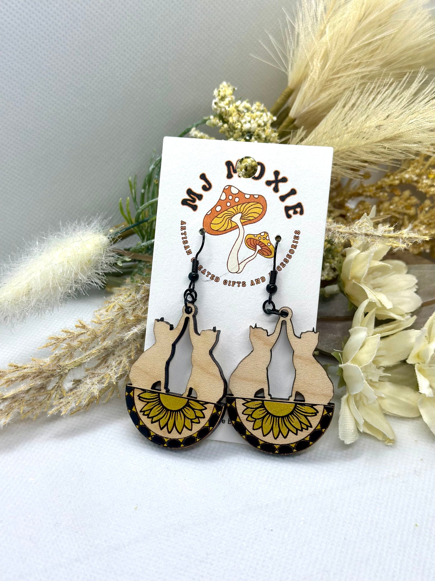 Painted Wooden Dangle Earrings