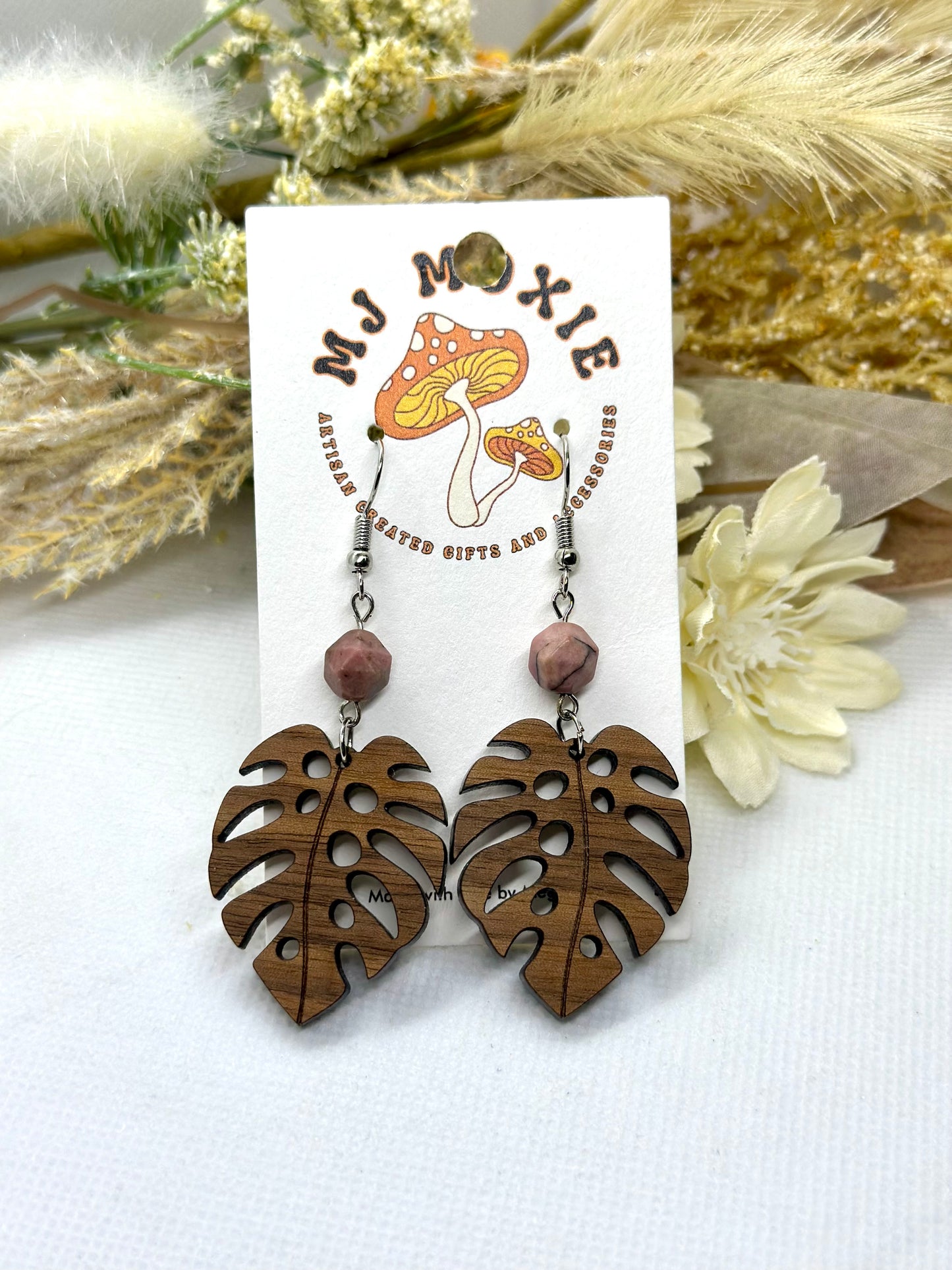 Painted Wooden Dangle Earrings