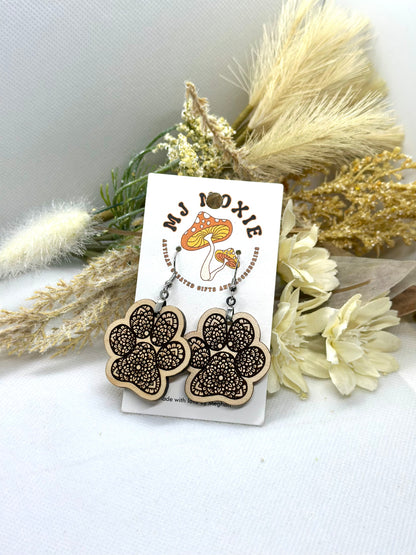 Painted Wooden Dangle Earrings