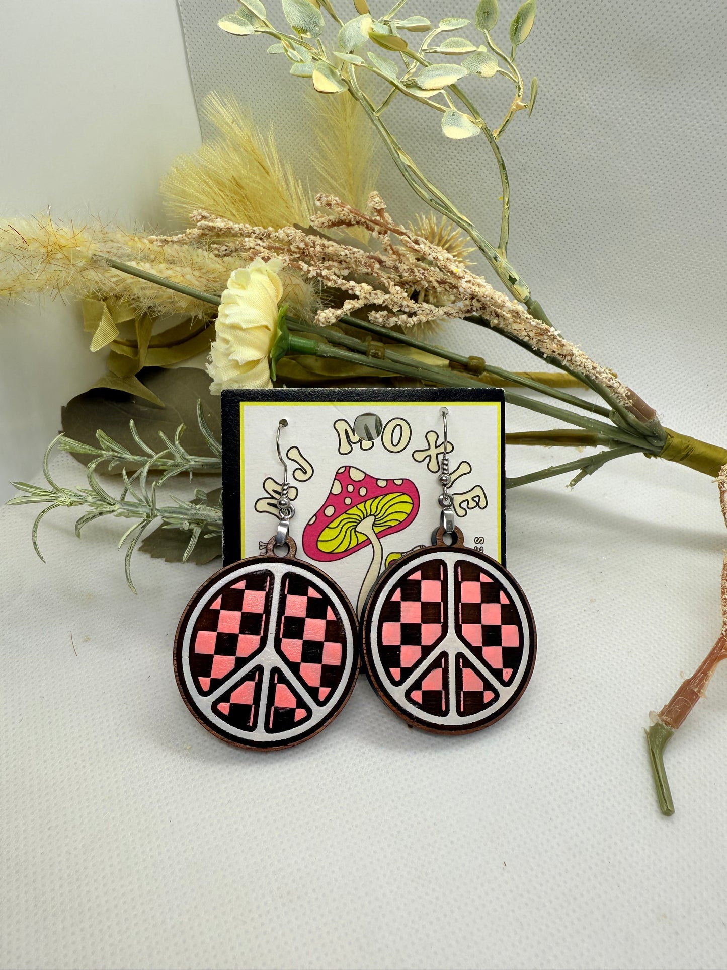 Painted Wooden Dangle Earrings