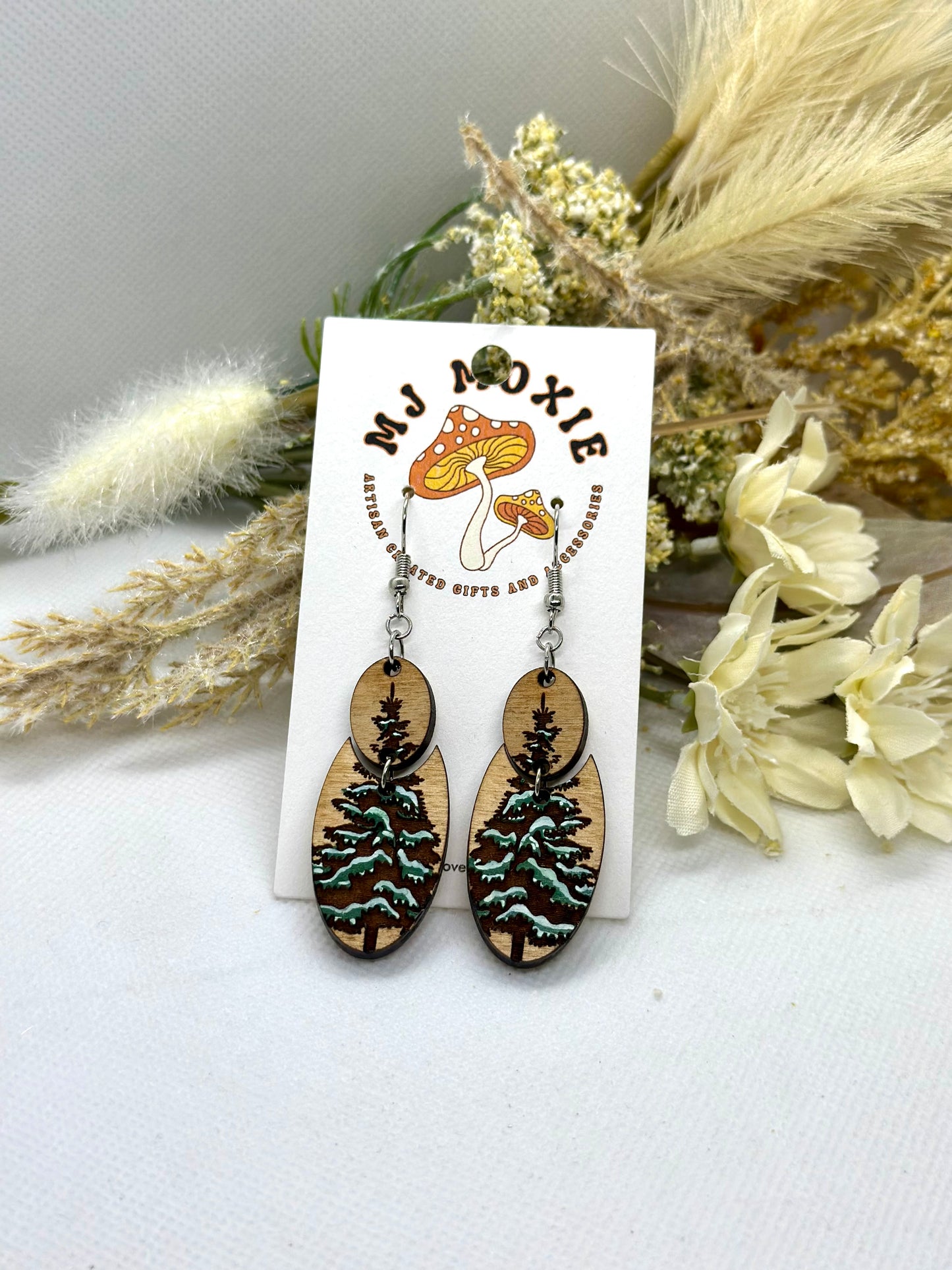 Painted Wooden Dangle Earrings