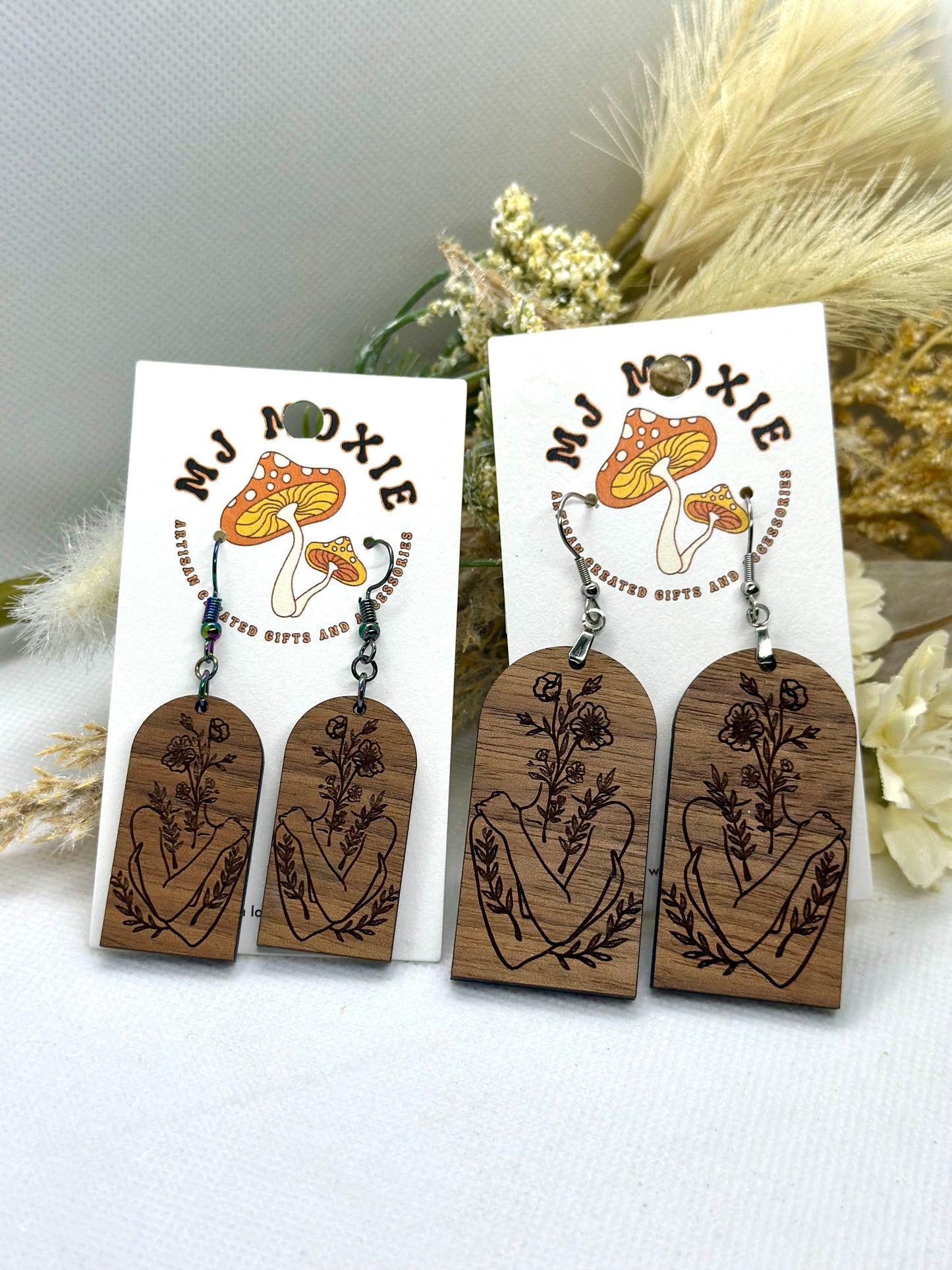 Painted Wooden Dangle Earrings