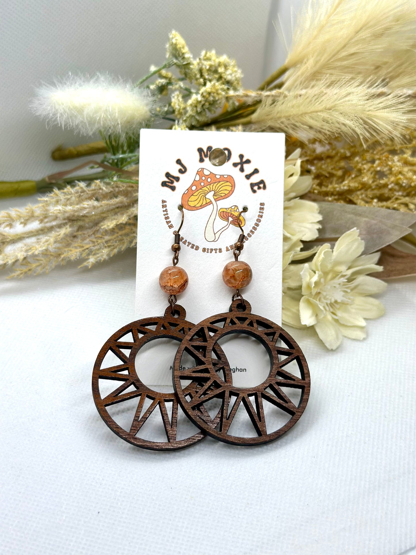 Painted Wooden Dangle Earrings