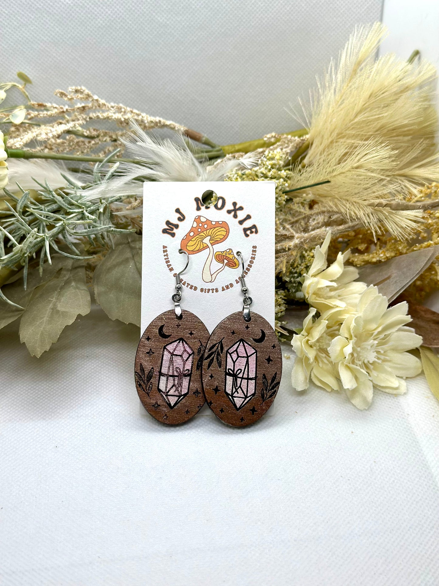 Painted Wooden Dangle Earrings