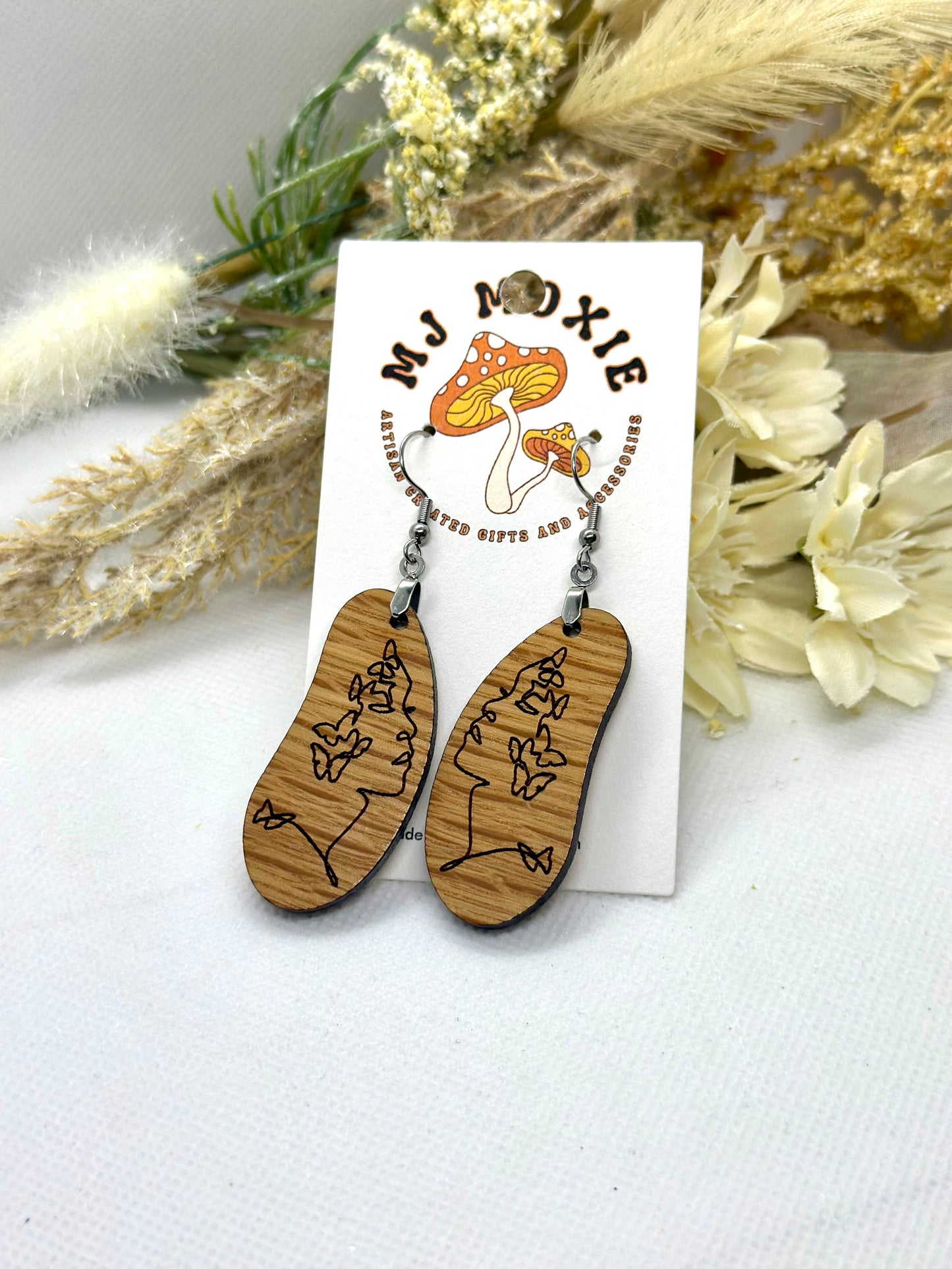 Painted Wooden Dangle Earrings