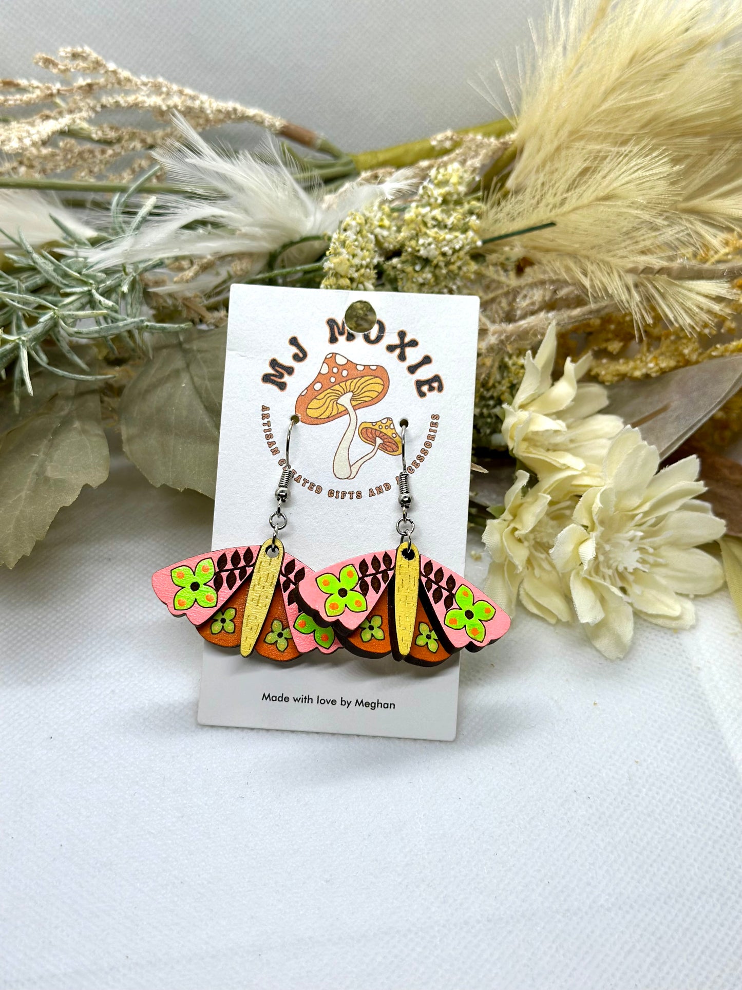 Painted Wooden Dangle Earrings