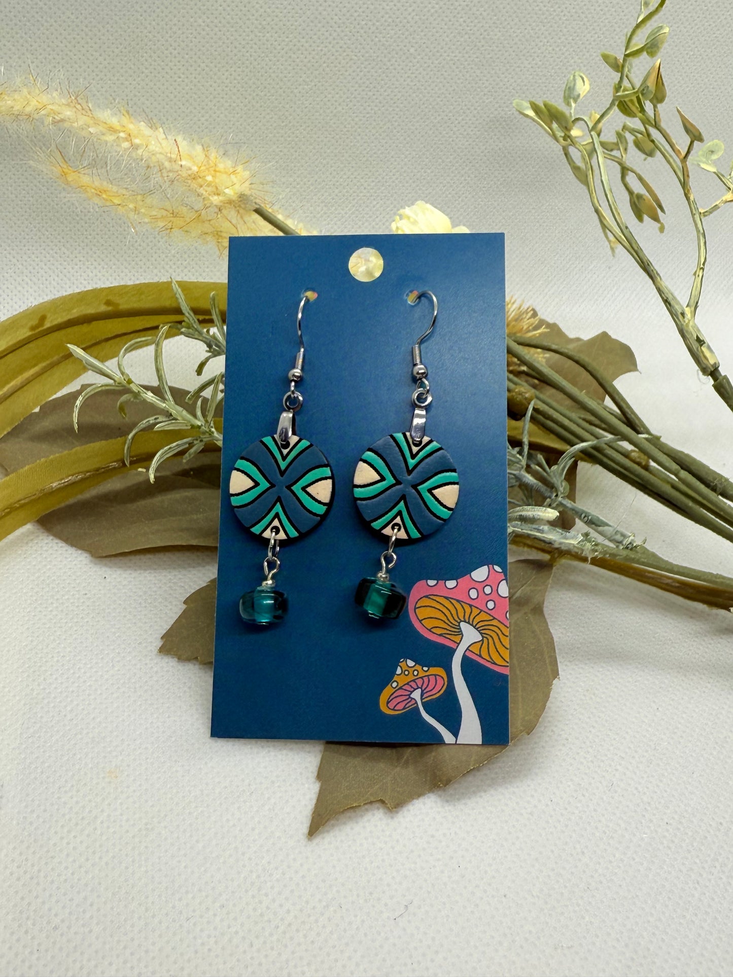 Painted Wooden Dangle Earrings
