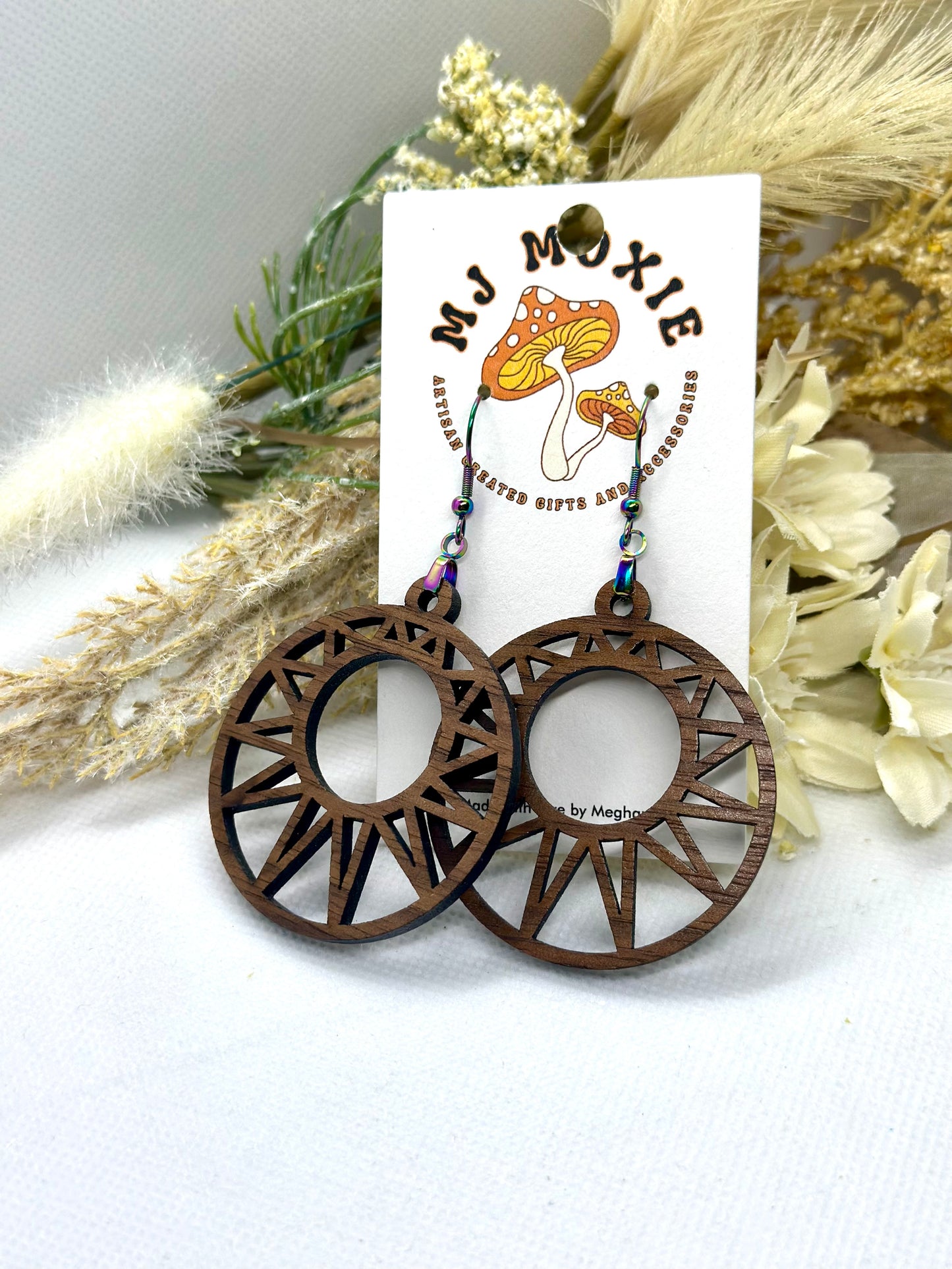 Painted Wooden Dangle Earrings