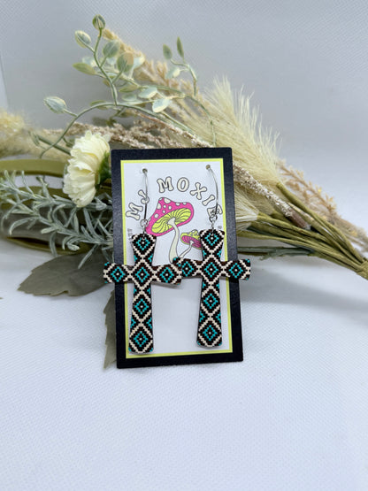 Painted Wooden Dangle Earrings
