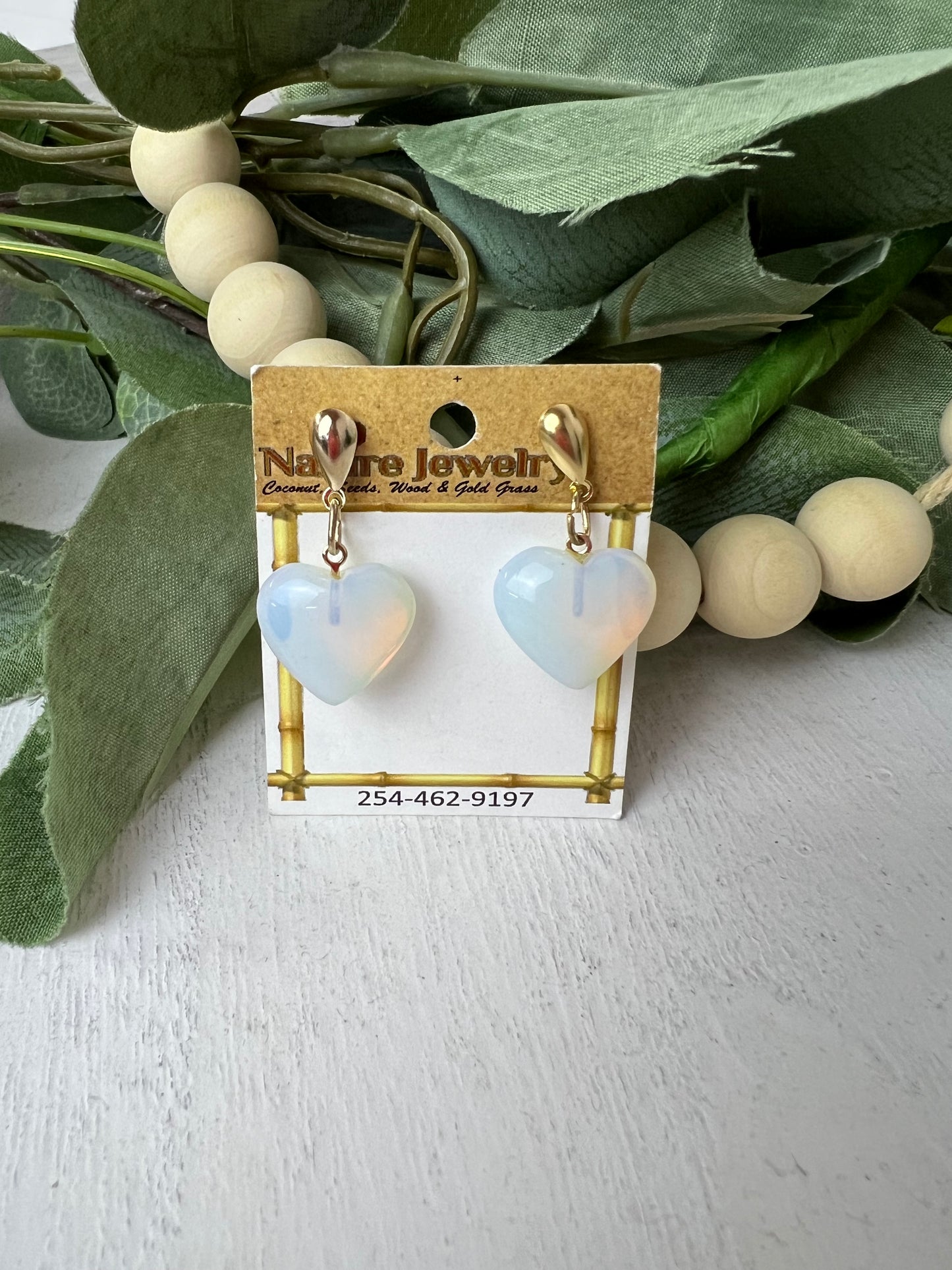 Heart & Moon Quartz Earrings
