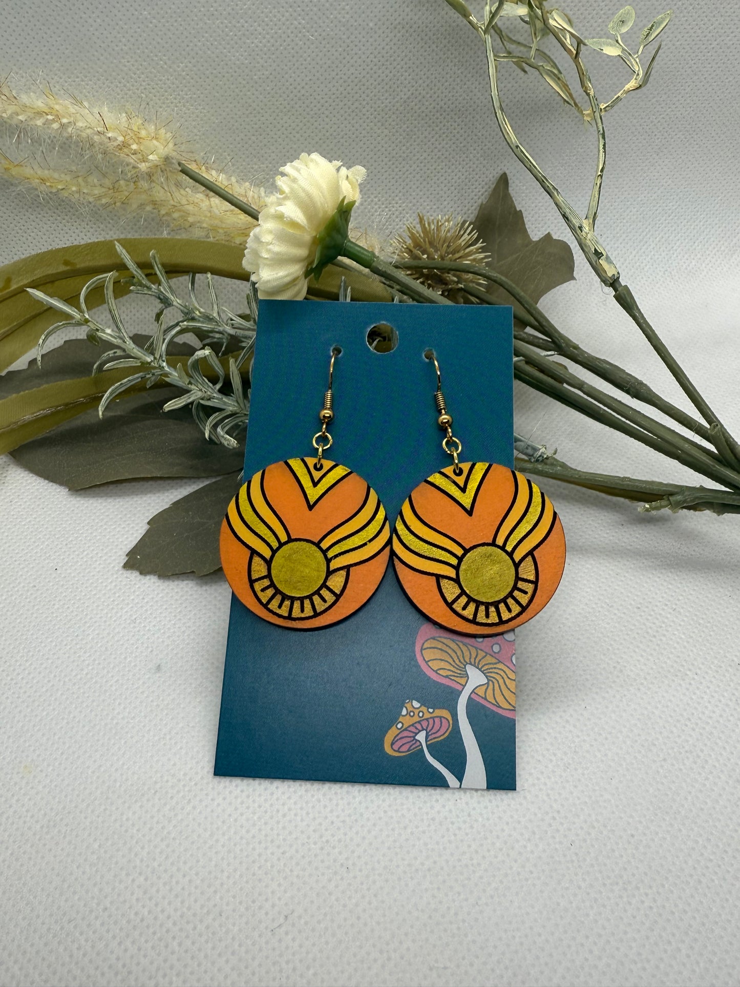 Painted Wooden Dangle Earrings