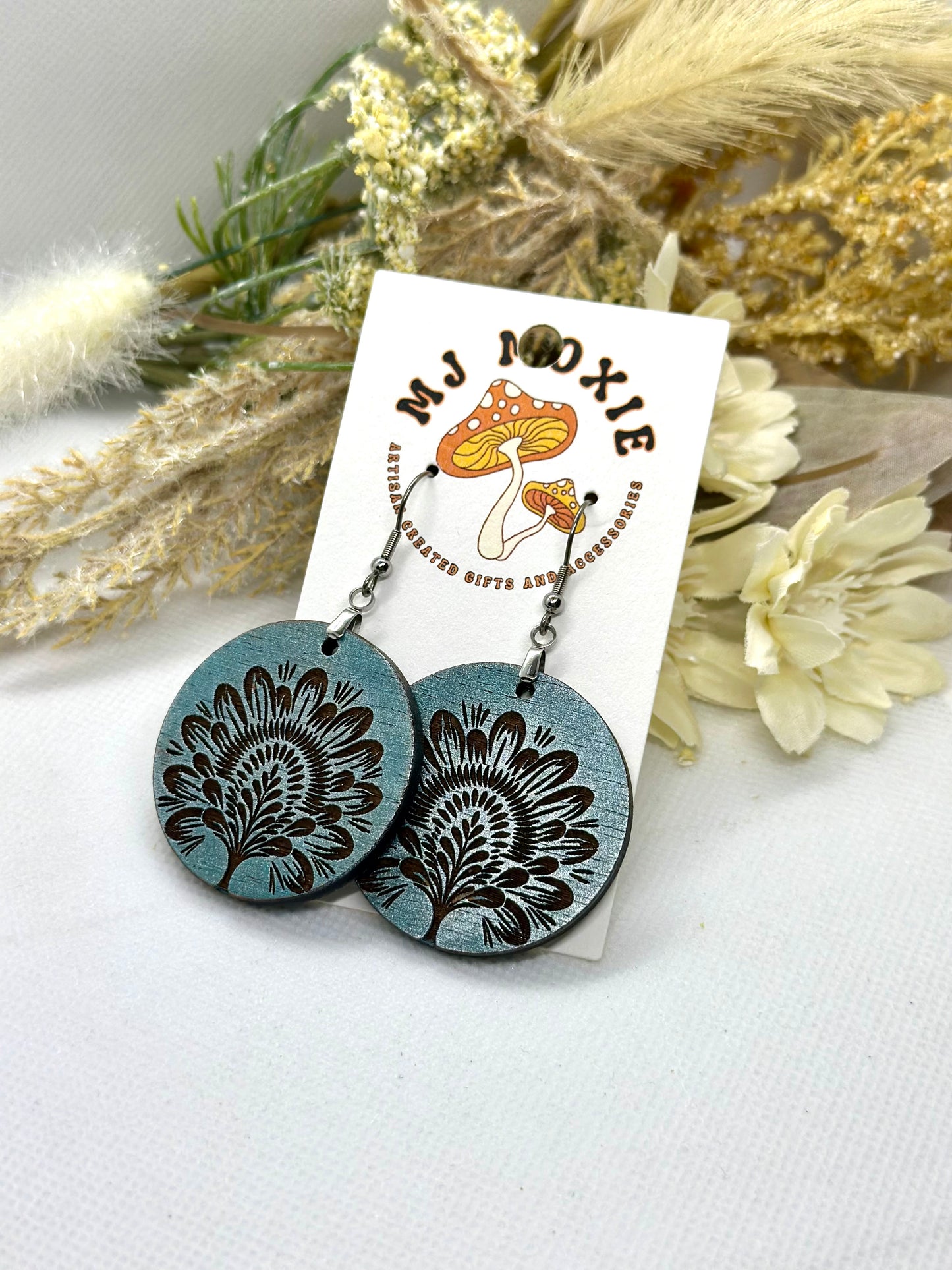 Painted Wooden Dangle Earrings