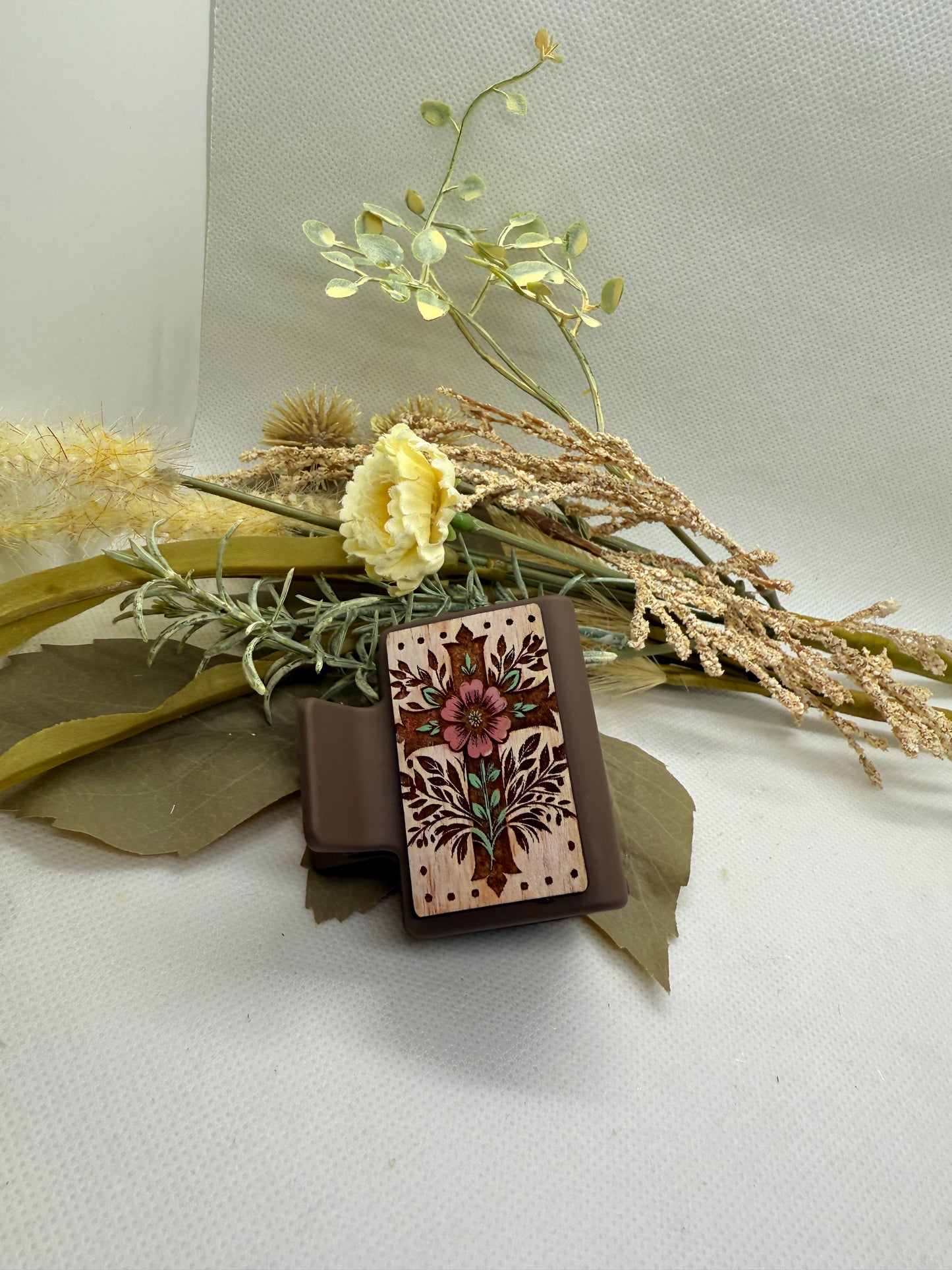Wooden Engraved Hair Clip