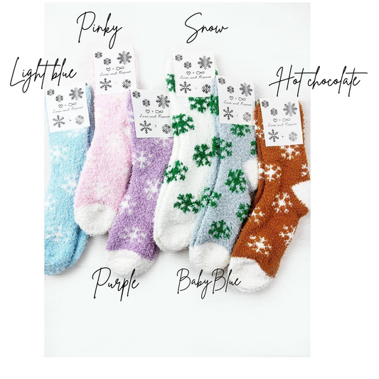 Cozy Snowflake Winter Fuzzy Socks