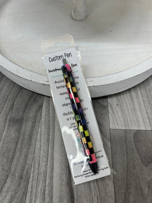Epoxy Glitter Pen-Checkered