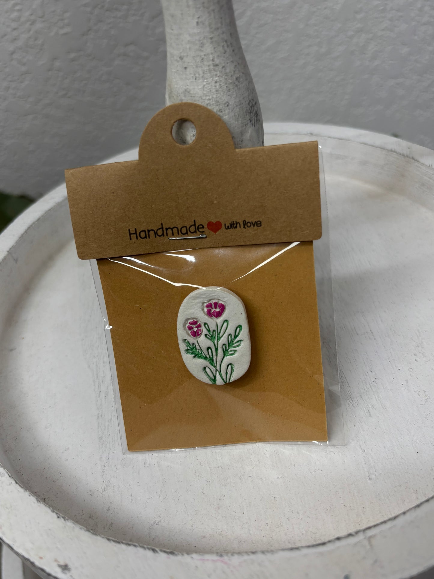 White Clay Flower Magnets