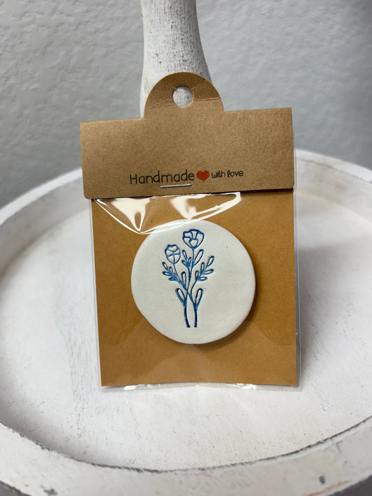 White Clay Flower Magnets