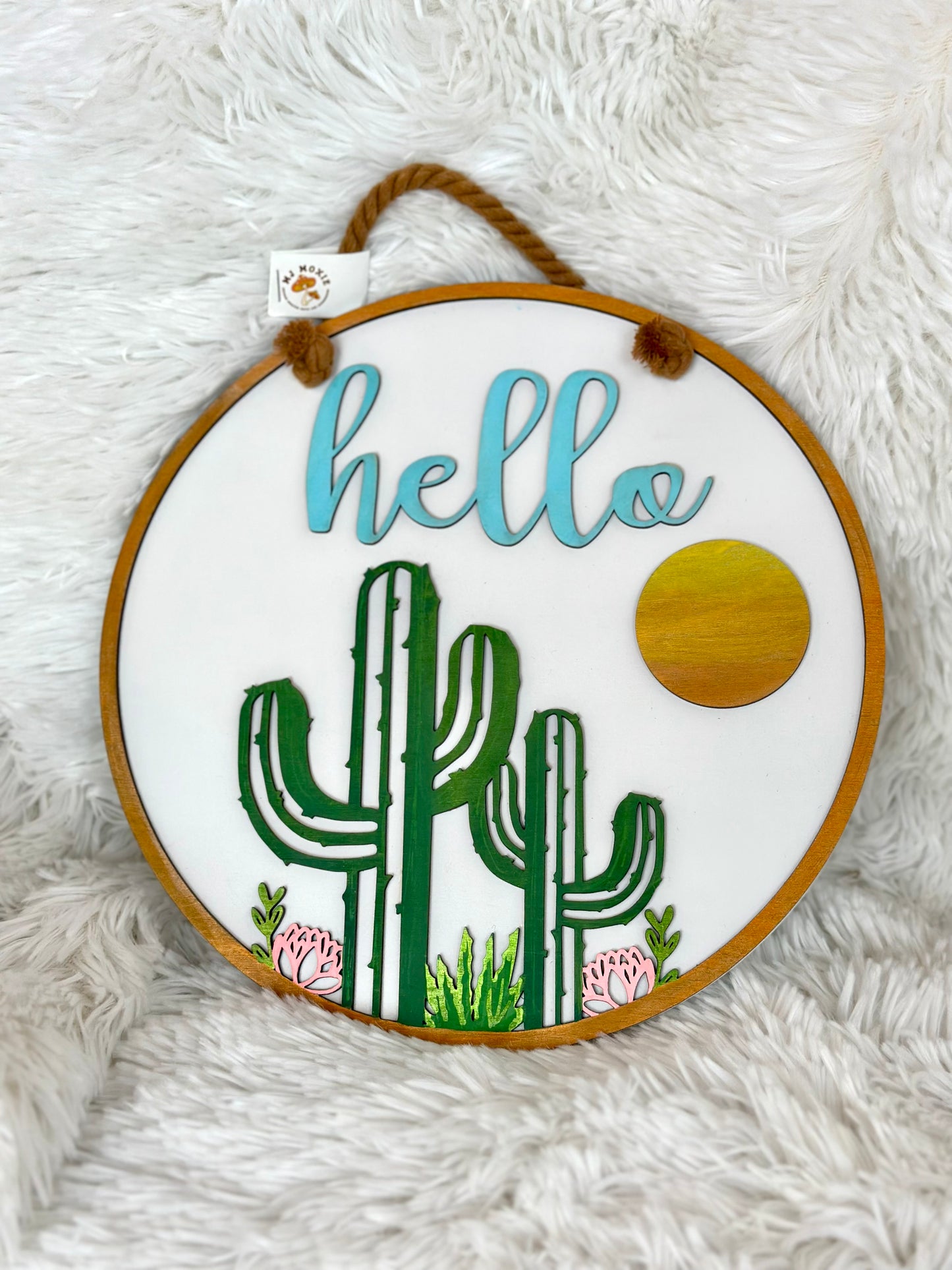 Hello Cactus Door Hanger