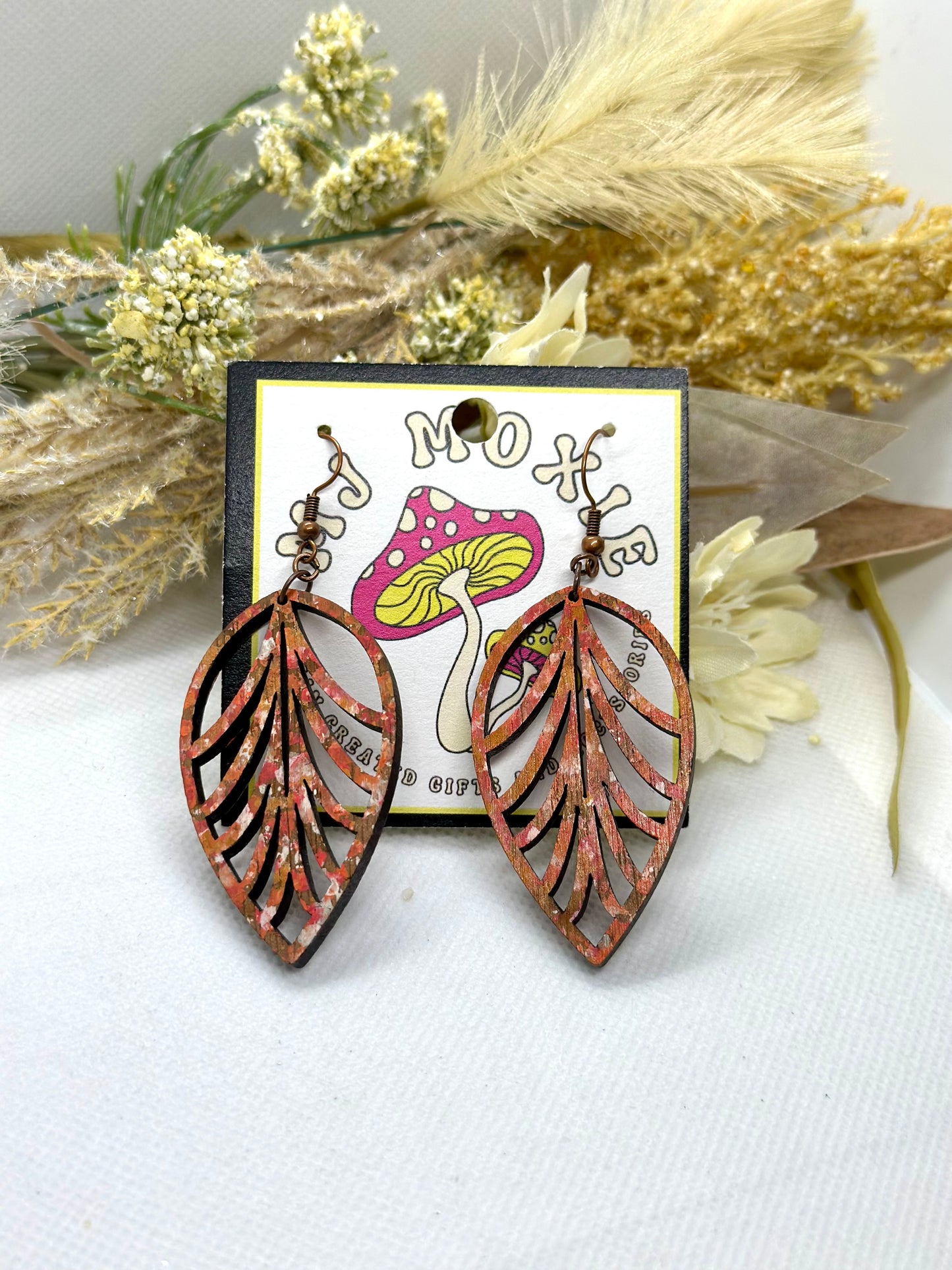 Painted Wooden Dangle Earrings