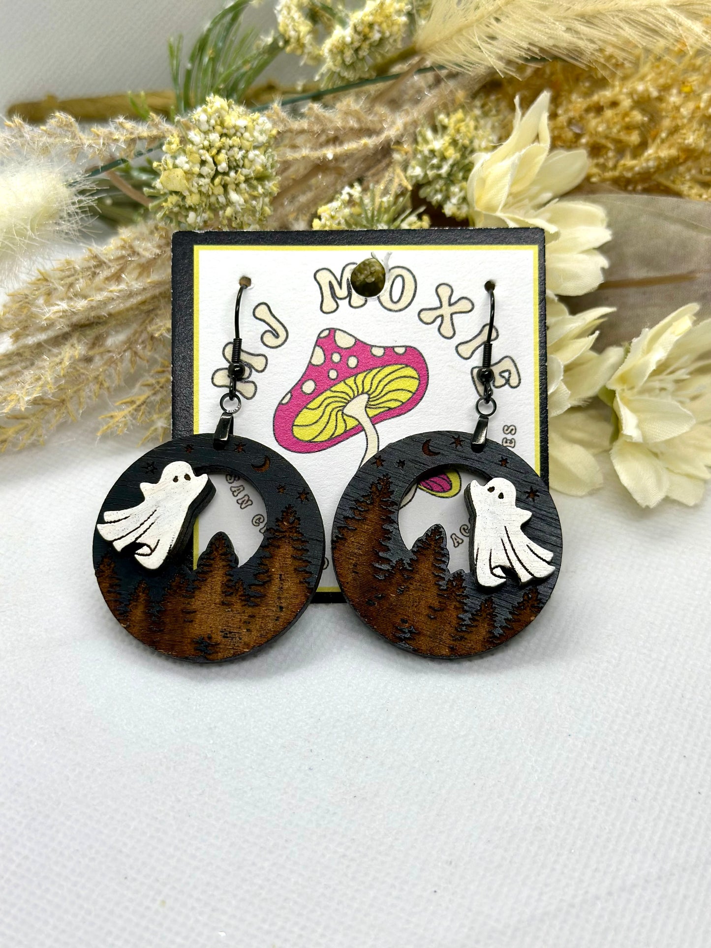 Painted Wooden Dangle Earrings