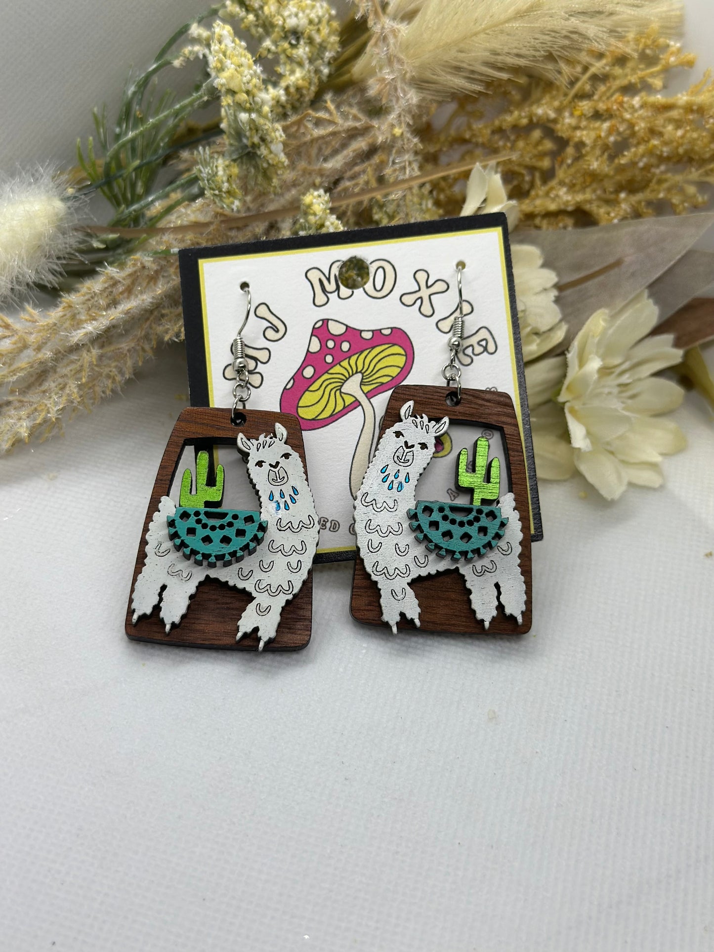 Painted Wooden Dangle Earrings