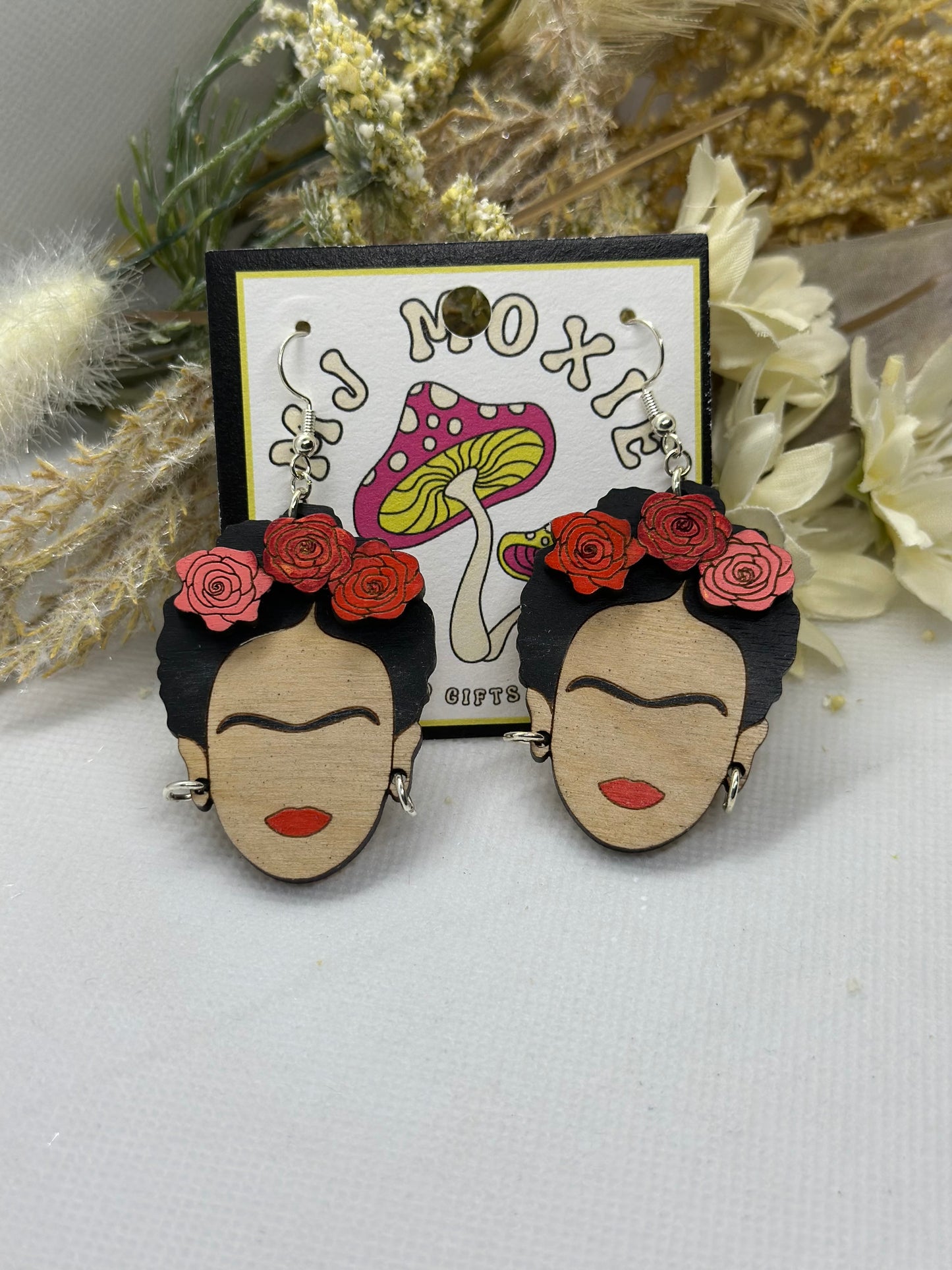 Painted Wooden Dangle Earrings