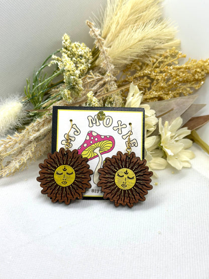 Painted Wooden Dangle Earrings