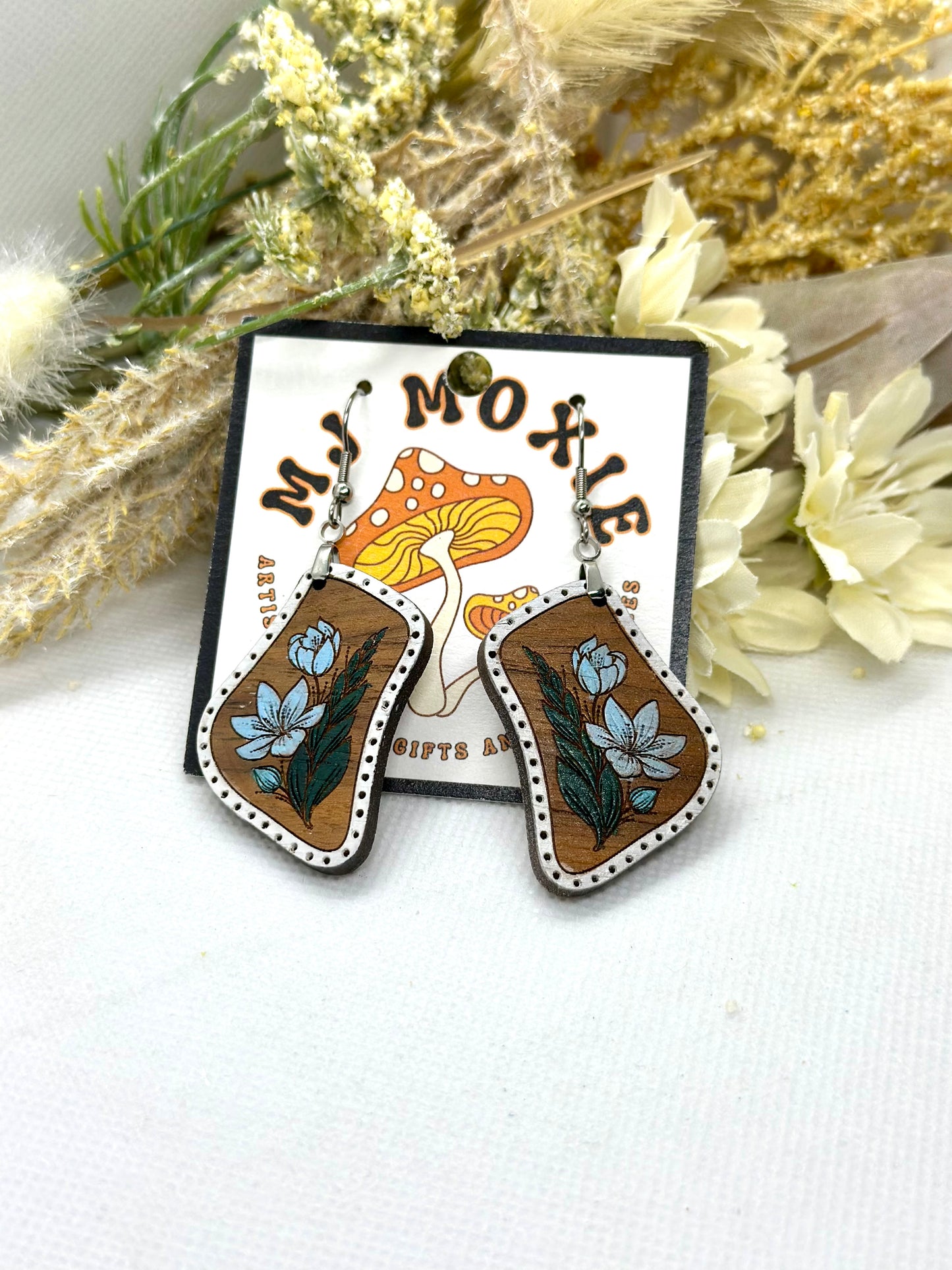 Painted Wooden Dangle Earrings